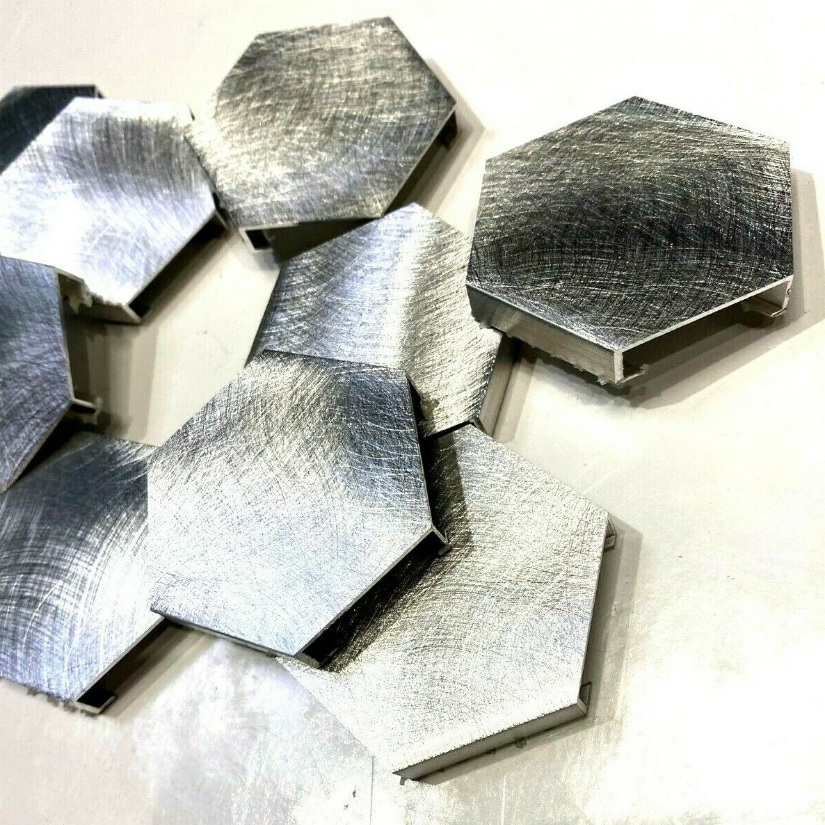 Brushed Aluminum 2 inch Hexagon Mosaic Backsplash Arts Crafts Tile (Pack of 10)