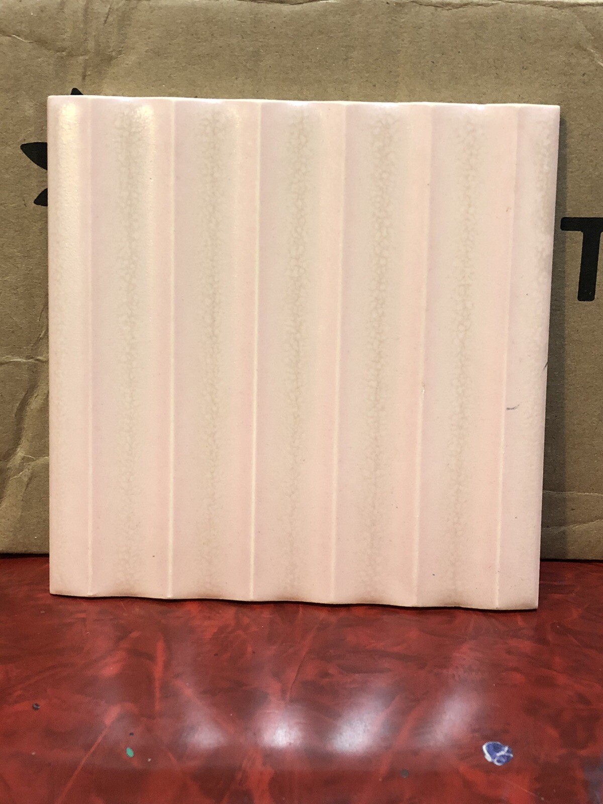 Original 1950’s Mid Century Pomona 6”x6” Bevel Tiles – Shell Pink (10 Total)