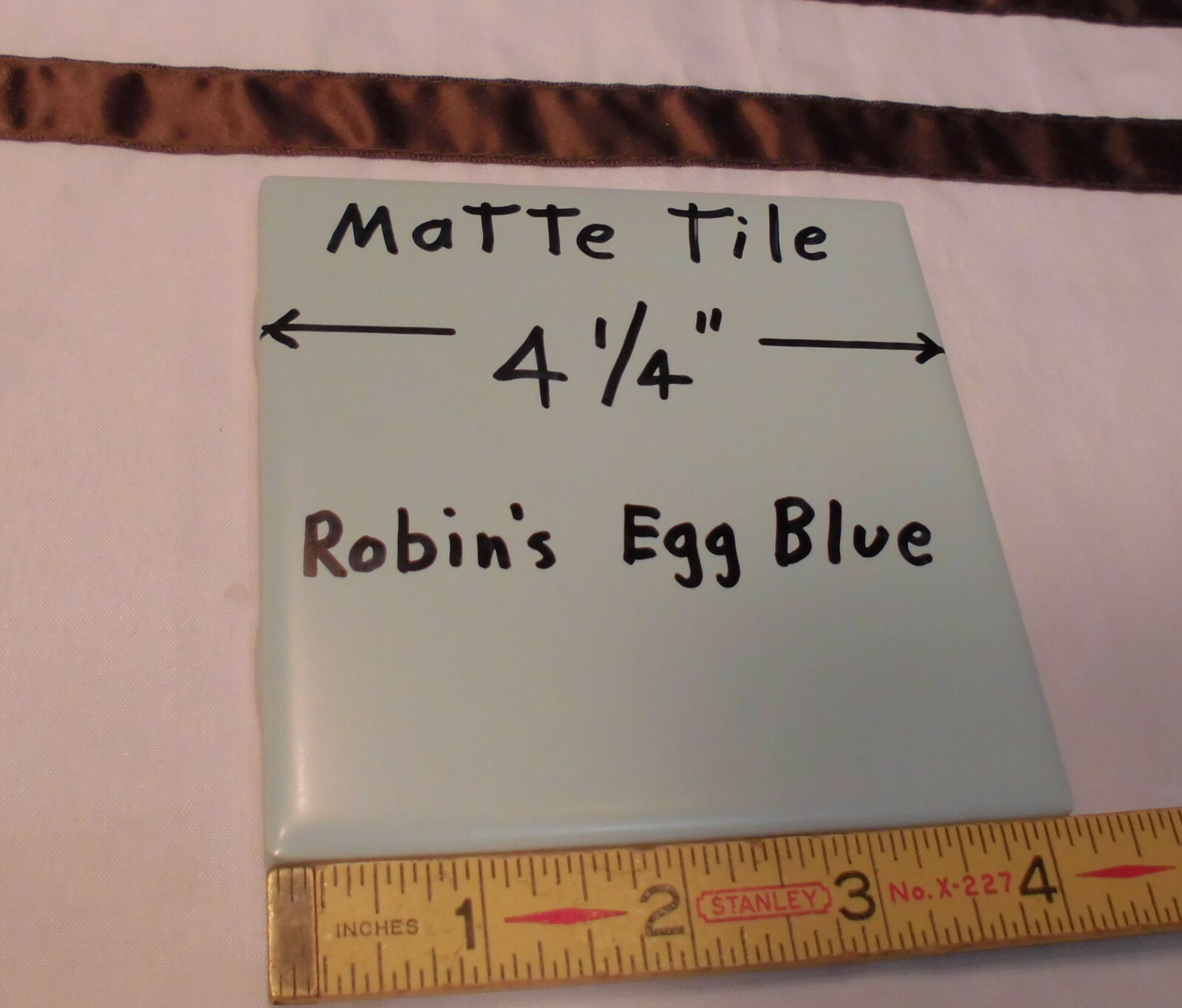 1 pc. *Robin’s Egg Blue* 4-1/4″ Matte Ceramic Tiles: New Old Stock