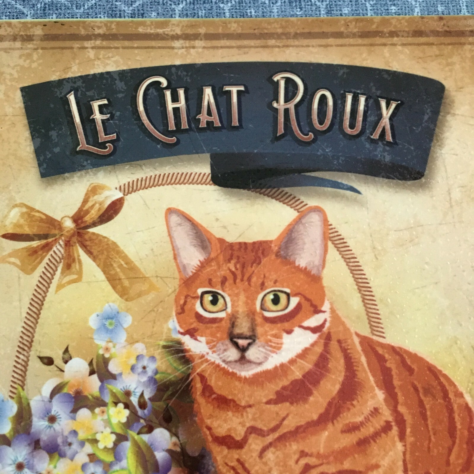“Le Chat Roux” Large Decorative Art Tile w/ Cork Back, Made in France, nearly 8″
