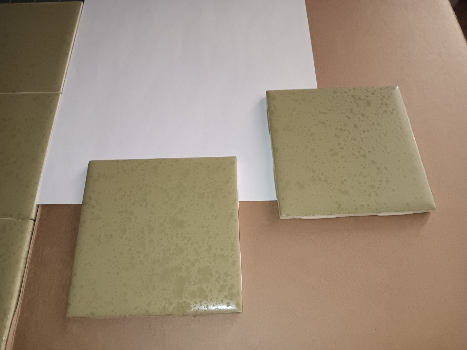 u CHOOSE! 12 pcs. FORUM Ceramic Tile Vintage MCM Mottled AVACADO Field Bullnose