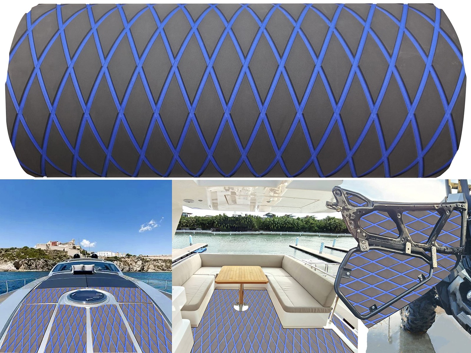 Boat Flooring EVA Foam Boat Decking Faux Teak Marine Sea Deck Non-Slip Mat fo…
