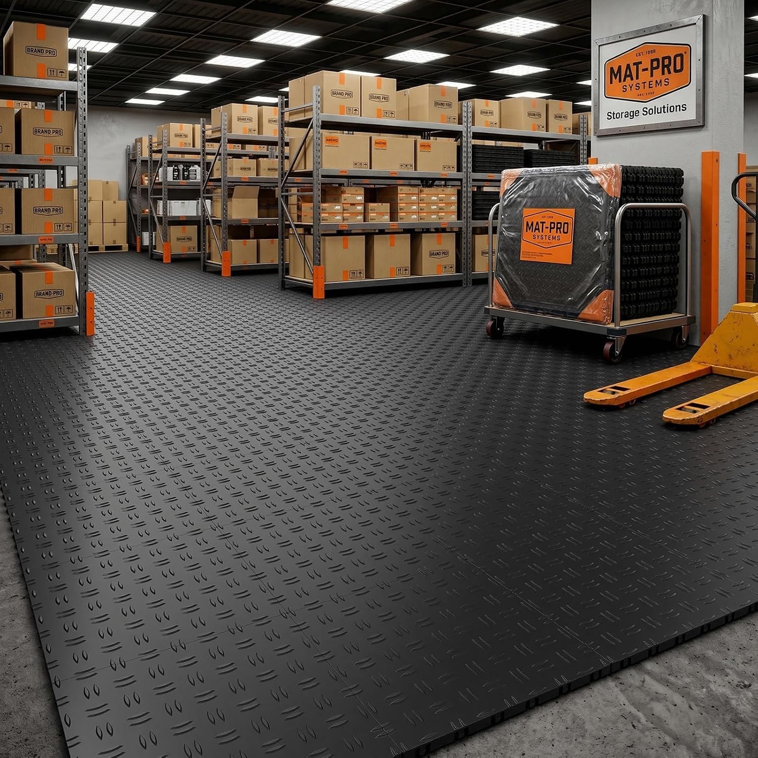 Versatile 12″x12″ Interlocking Floor Tiles for Garage & Repair Shop, 50 Pack