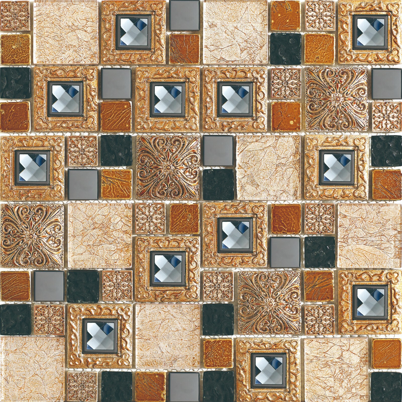Simple Tile – Glass & Stone Mosaic Tile For Kitchen Backsplash, GM 8306-Pyramid