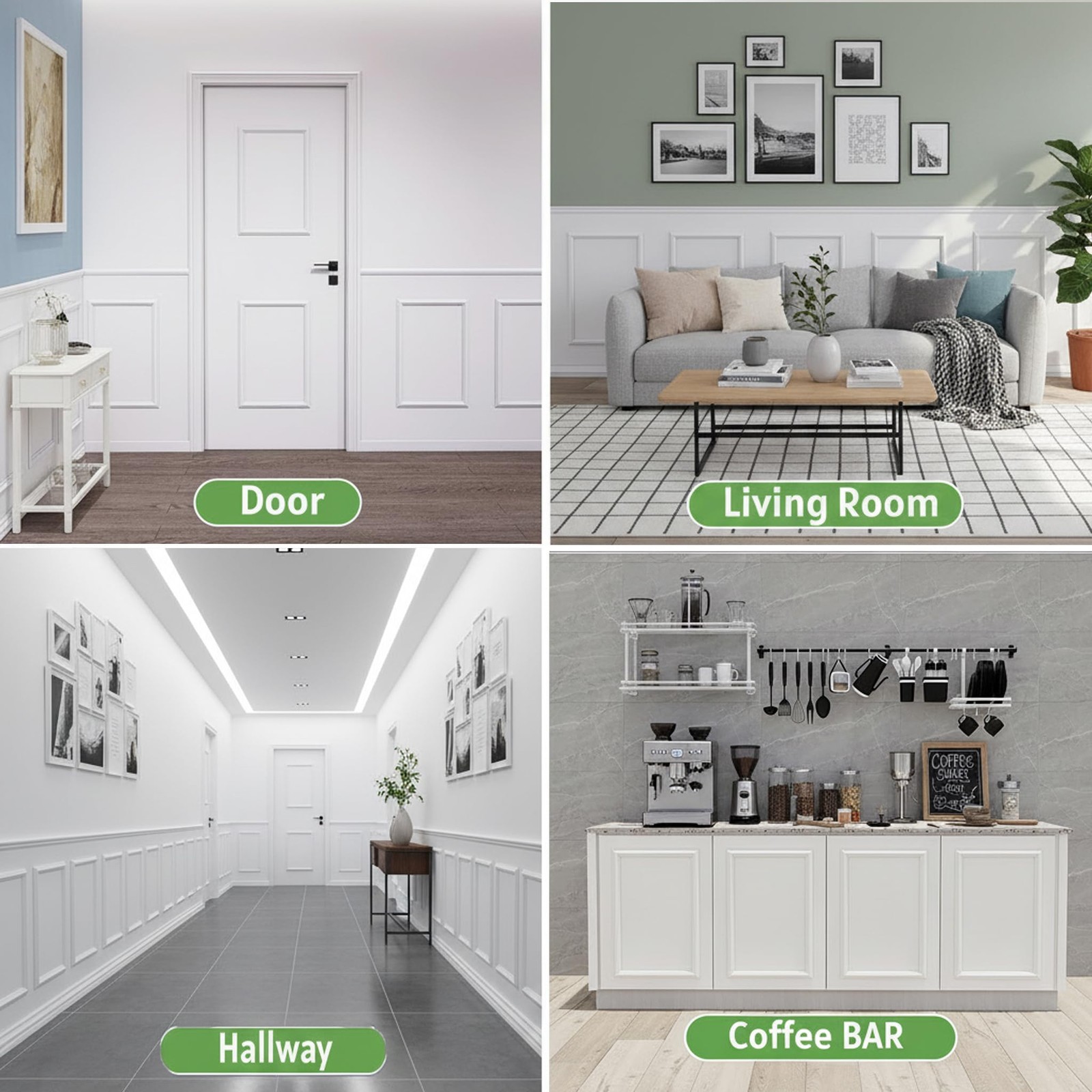 Peel and Stick Wall Molding, 4 Set 16″ x 20″ Premade Wainscoting Panels, Read…