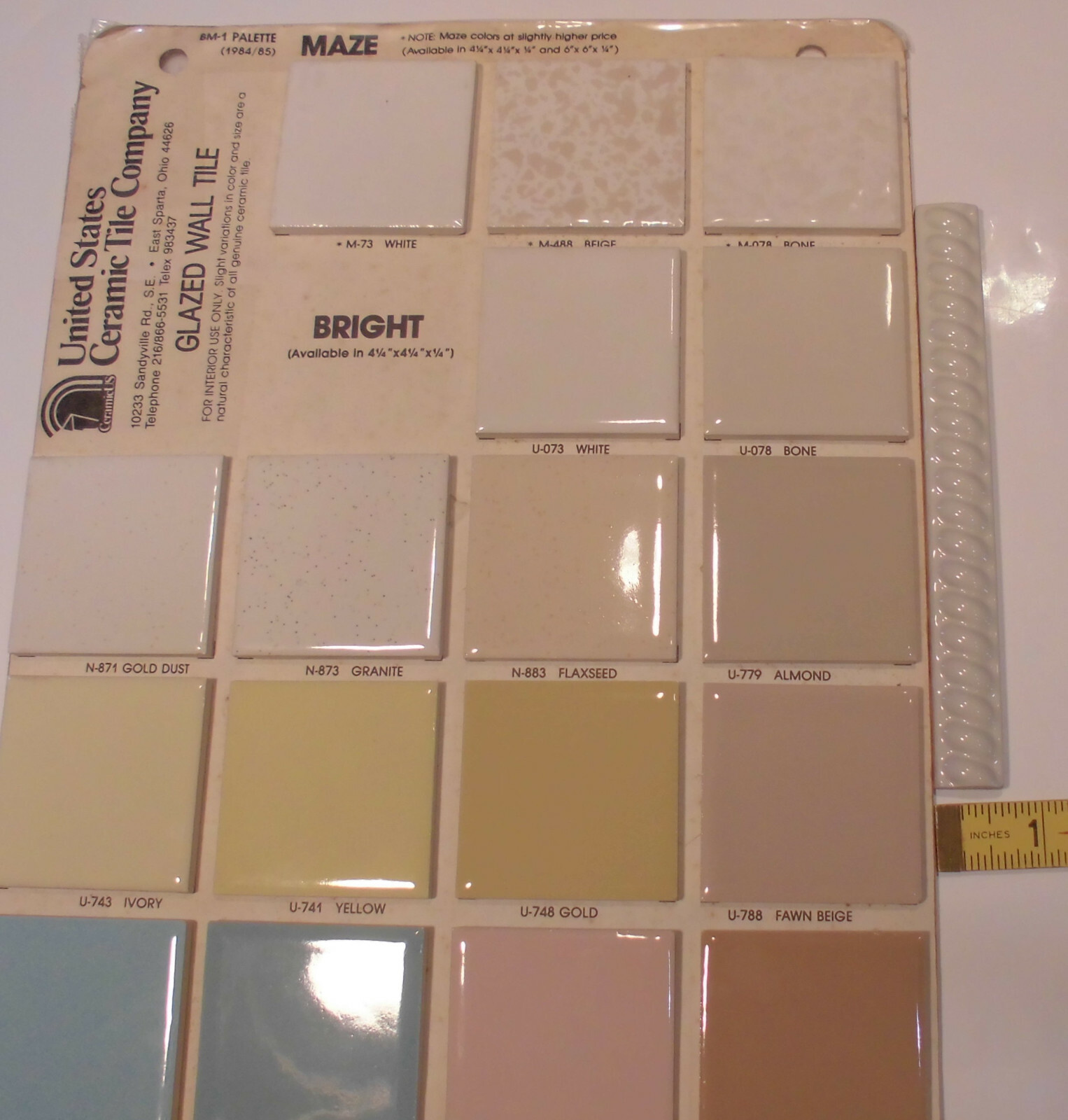 10 pcs. *Bone-Vanilla color: Ceramic Liner-Pencil-Sizzle Tiles; 5/8″ X 6″ Twist