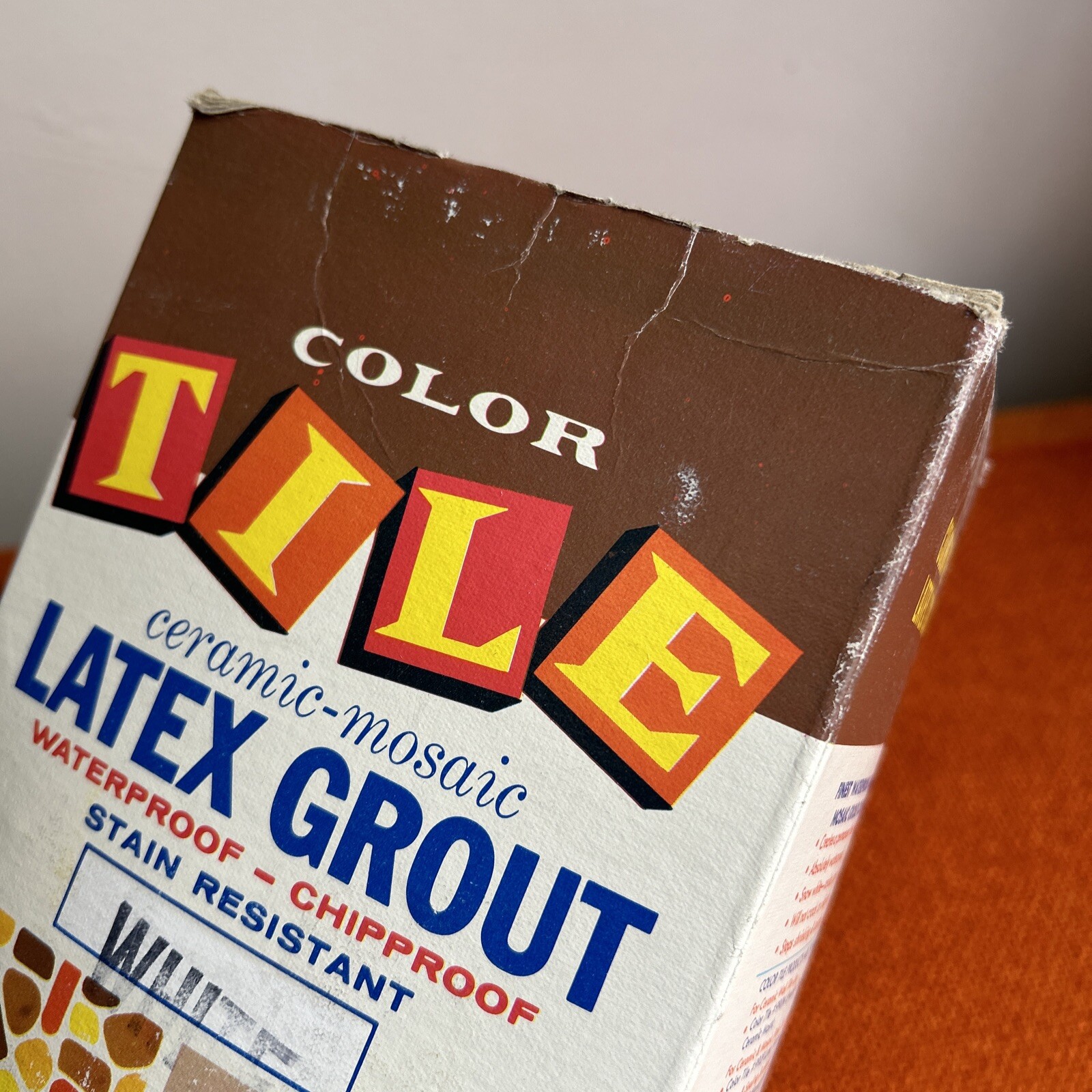 Vintage 1970s Packaging Tile Ceramic Latex Grout Original Box ‘White’ Movie Prop
