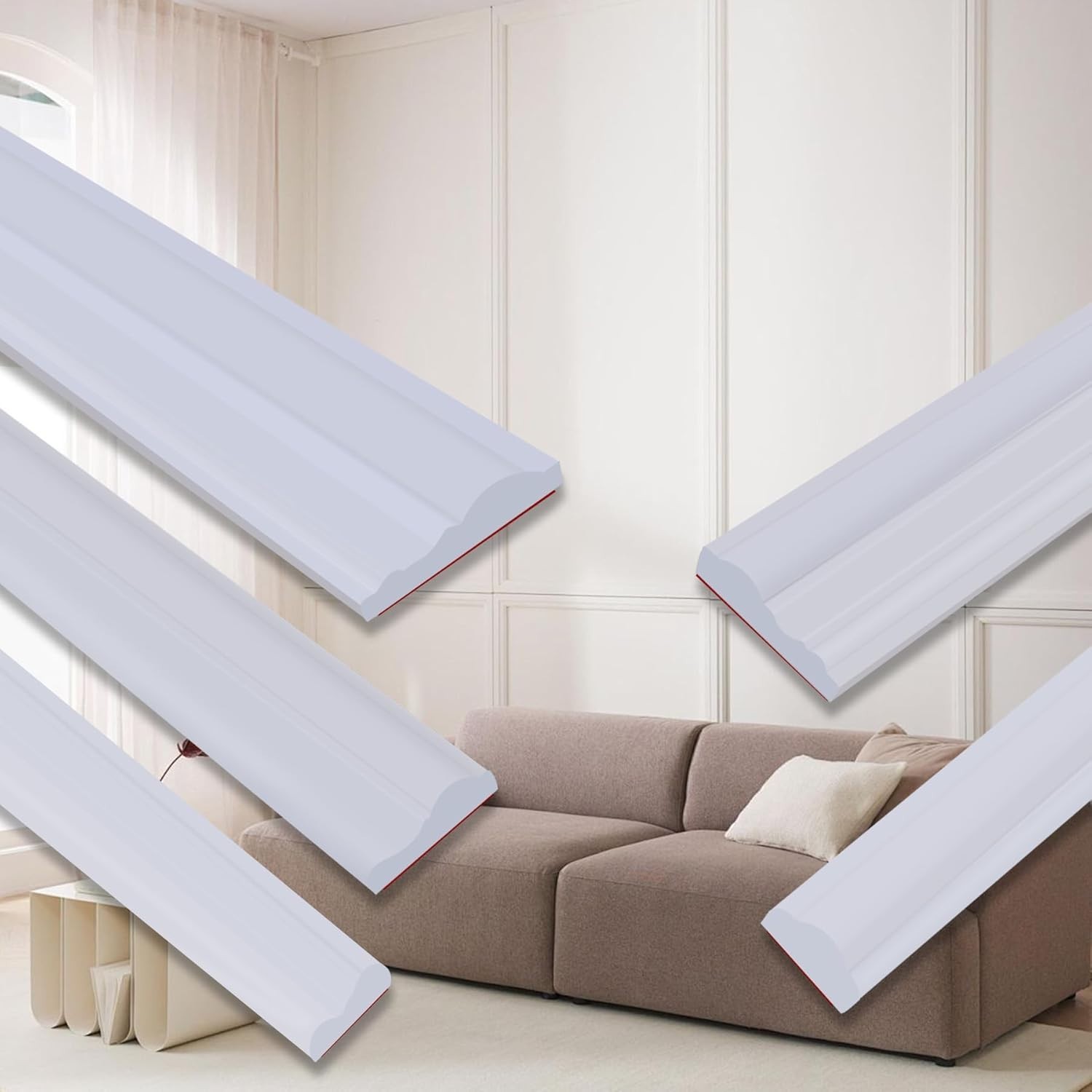 Peel and Stick Chair Rail Panel Molding, 240”L x 2.36”W Strong Self Adhesiv…