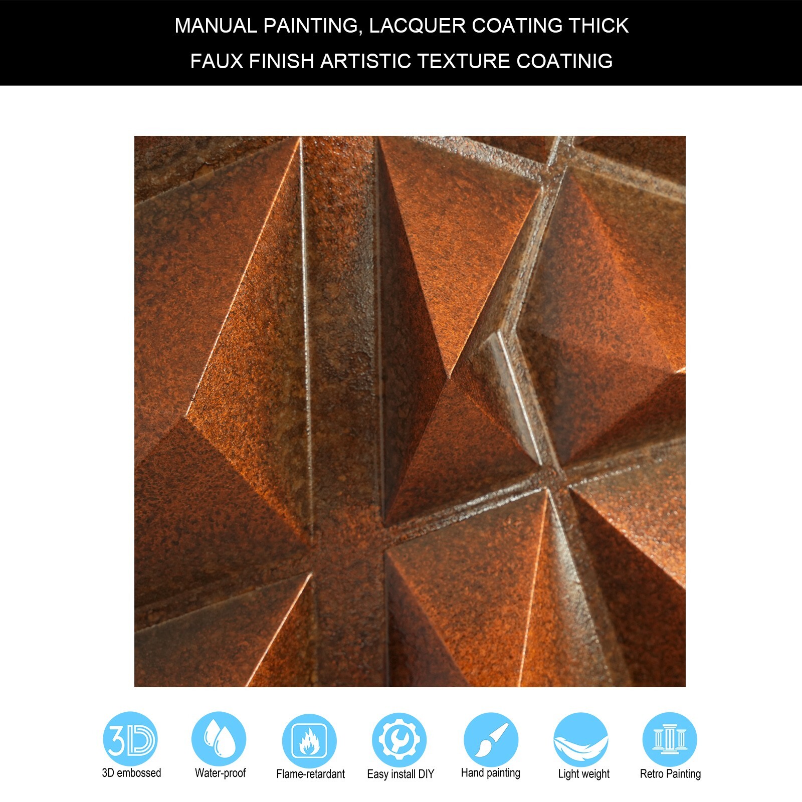 Artistic 3D Ceiling Tile Aged Artwork Panels Decor PLM101 Archaic copper 10pcs