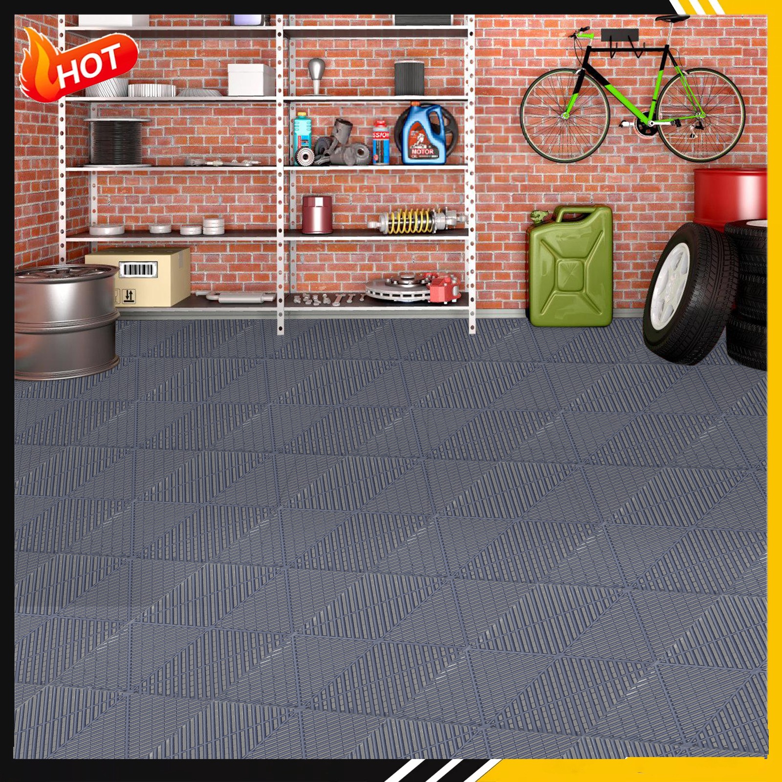25Pcs Vented Water Drainage Interlocking Garage Floor Tiles 15.75” x 15.75”