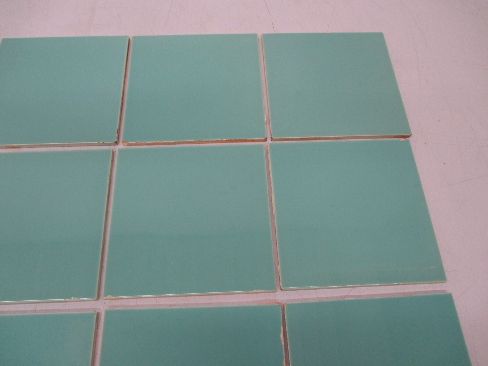 20 Vtg Used Ceramic Tile Aqua Blue 6″ Square Tiles Villeroy&Boch Kitchen Bath