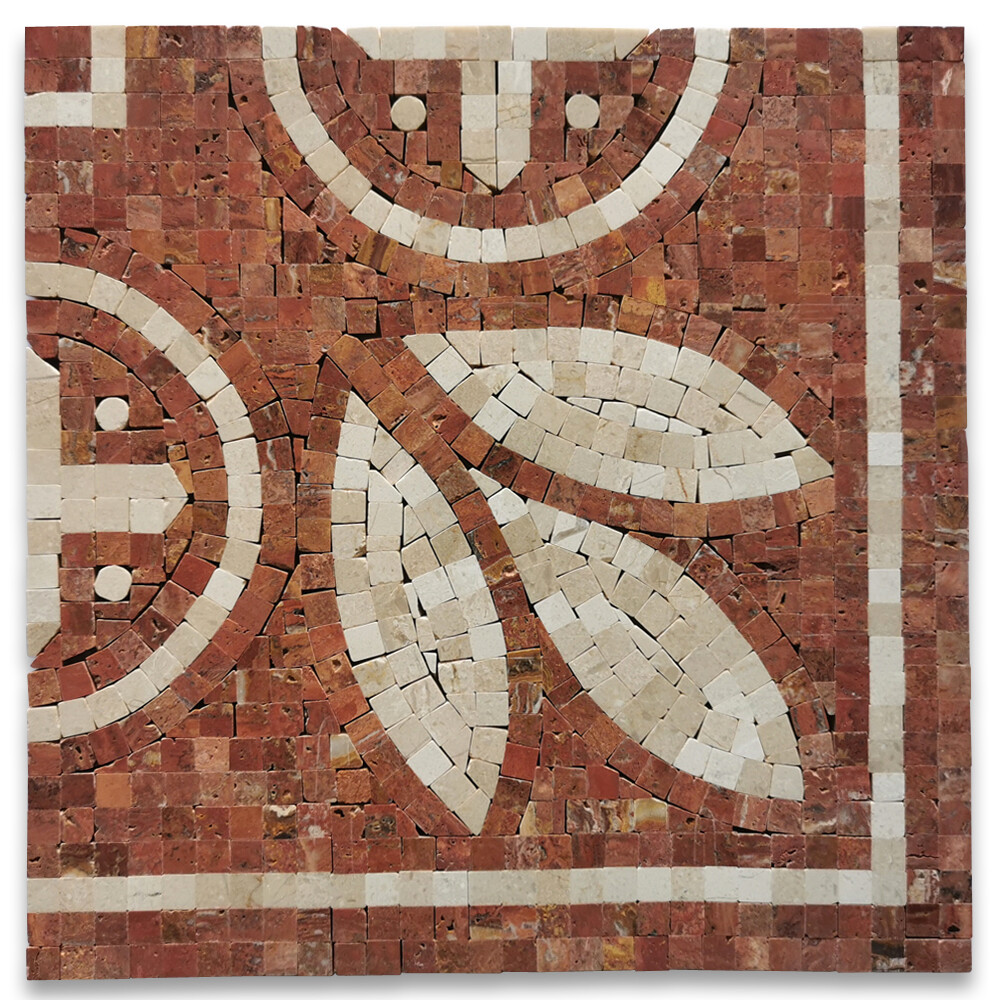 B0111CP Coral Carnelian 11×11 Marble Mosaic Border Corner Tile Polished