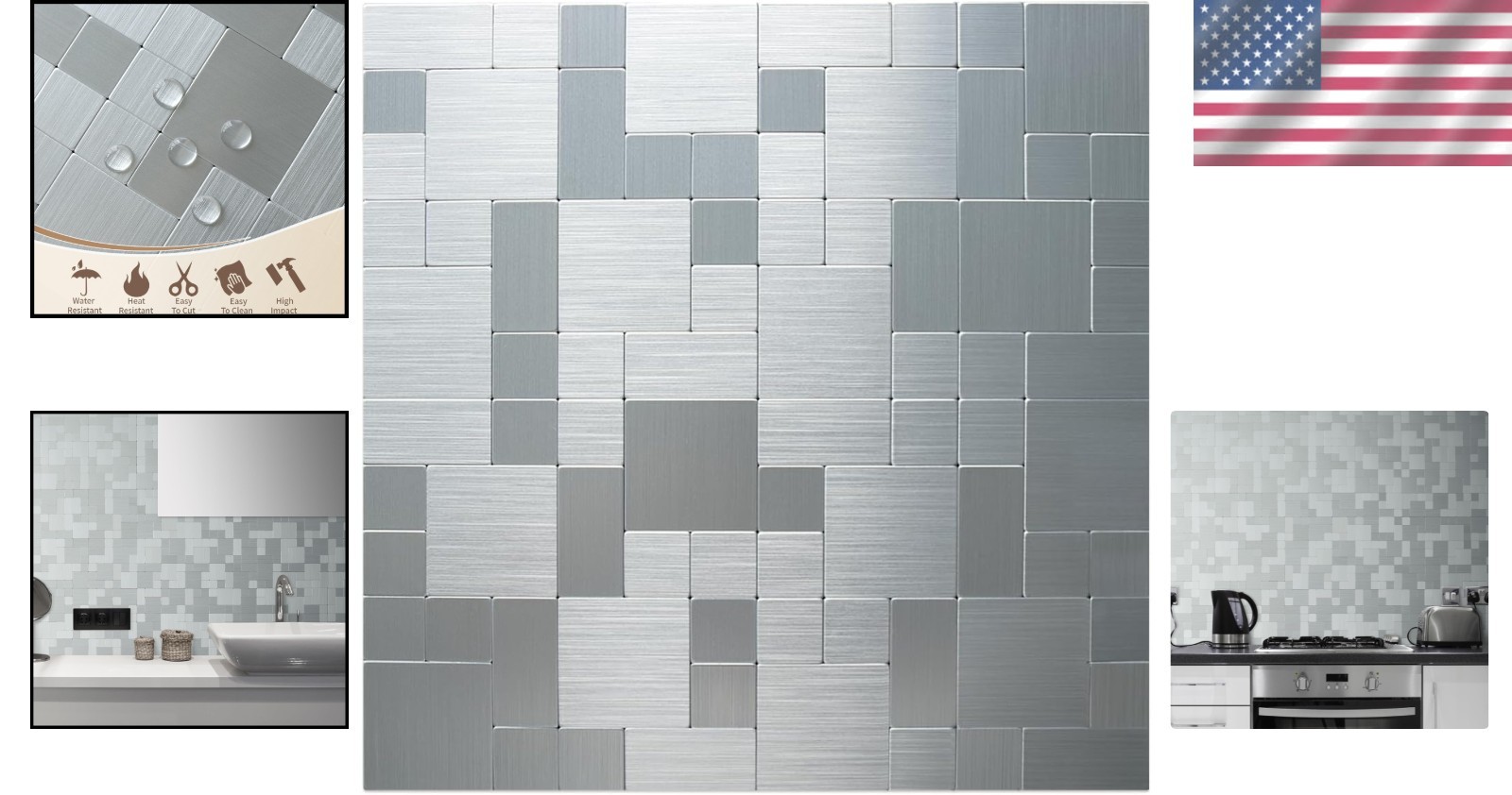 Modern Stainless Steel Backsplash Tiles