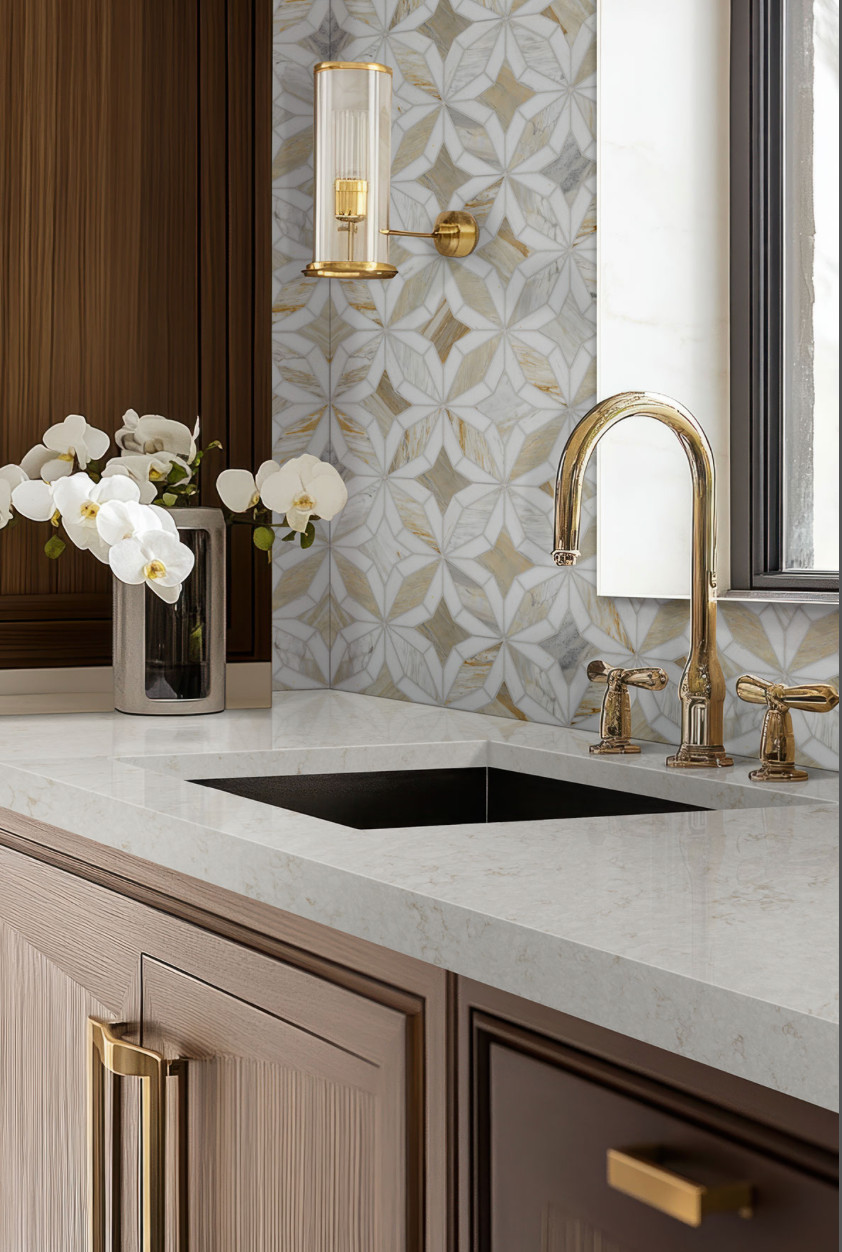 MSI Athena Gold Estrella Polished Marble Floor Wall Tile 10″ x 10″ sheets