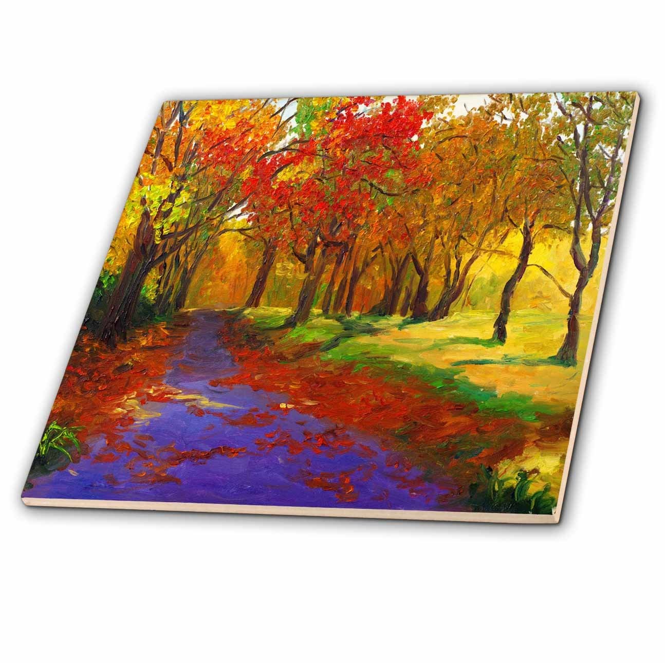 3dRose ct_53123_3 Maple in Autumn Oil Painting Ceramic Tile, 8-Inch