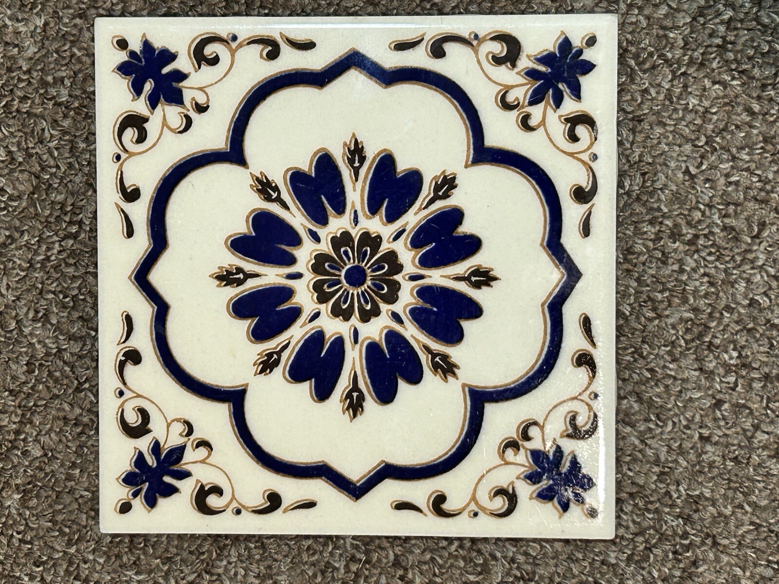 Lot of 2- 6 x 6 inch X 1/4 inch DAL-TILE Made In Mexico Blue-Brown