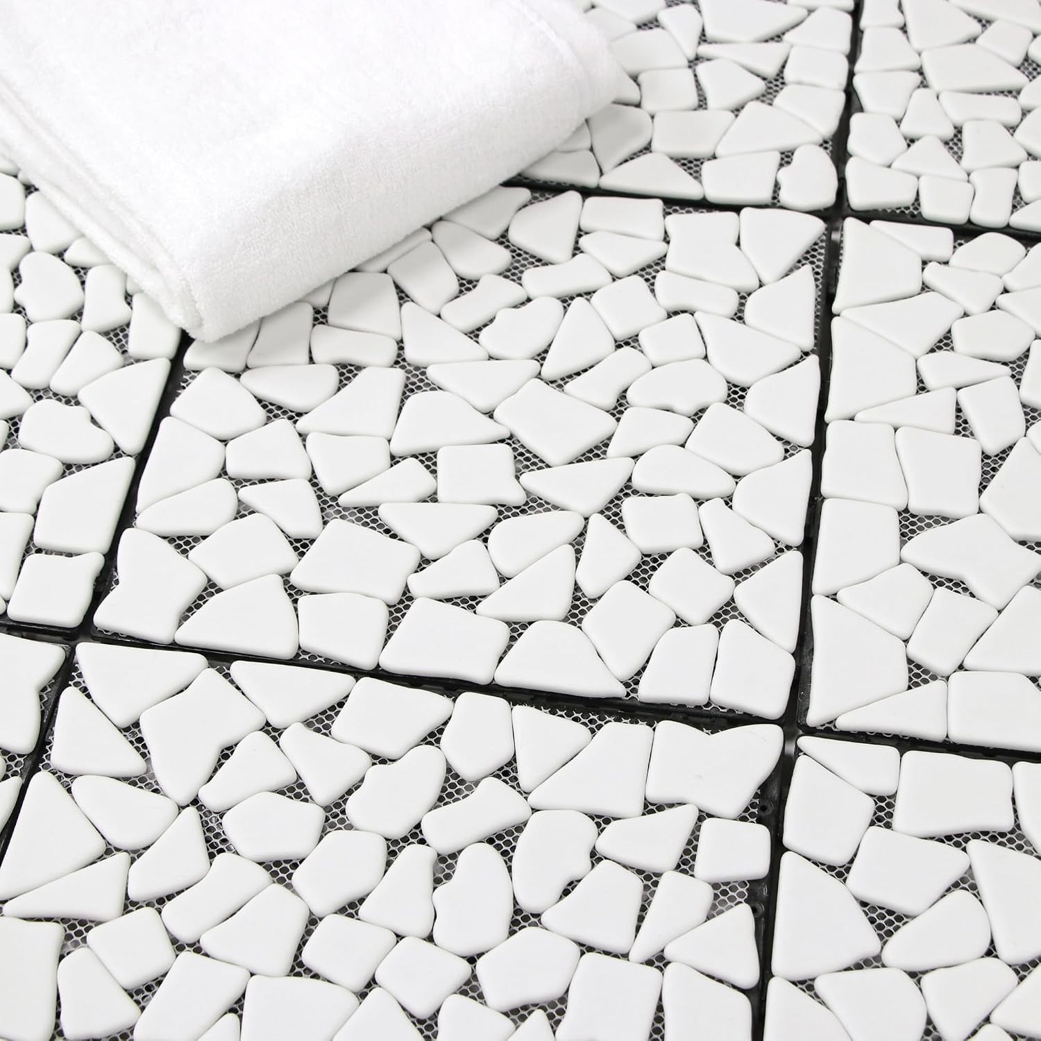 Stunning 4PCS Waterproof Marble-Look Interlocking Deck Tiles for Stylish Spaces