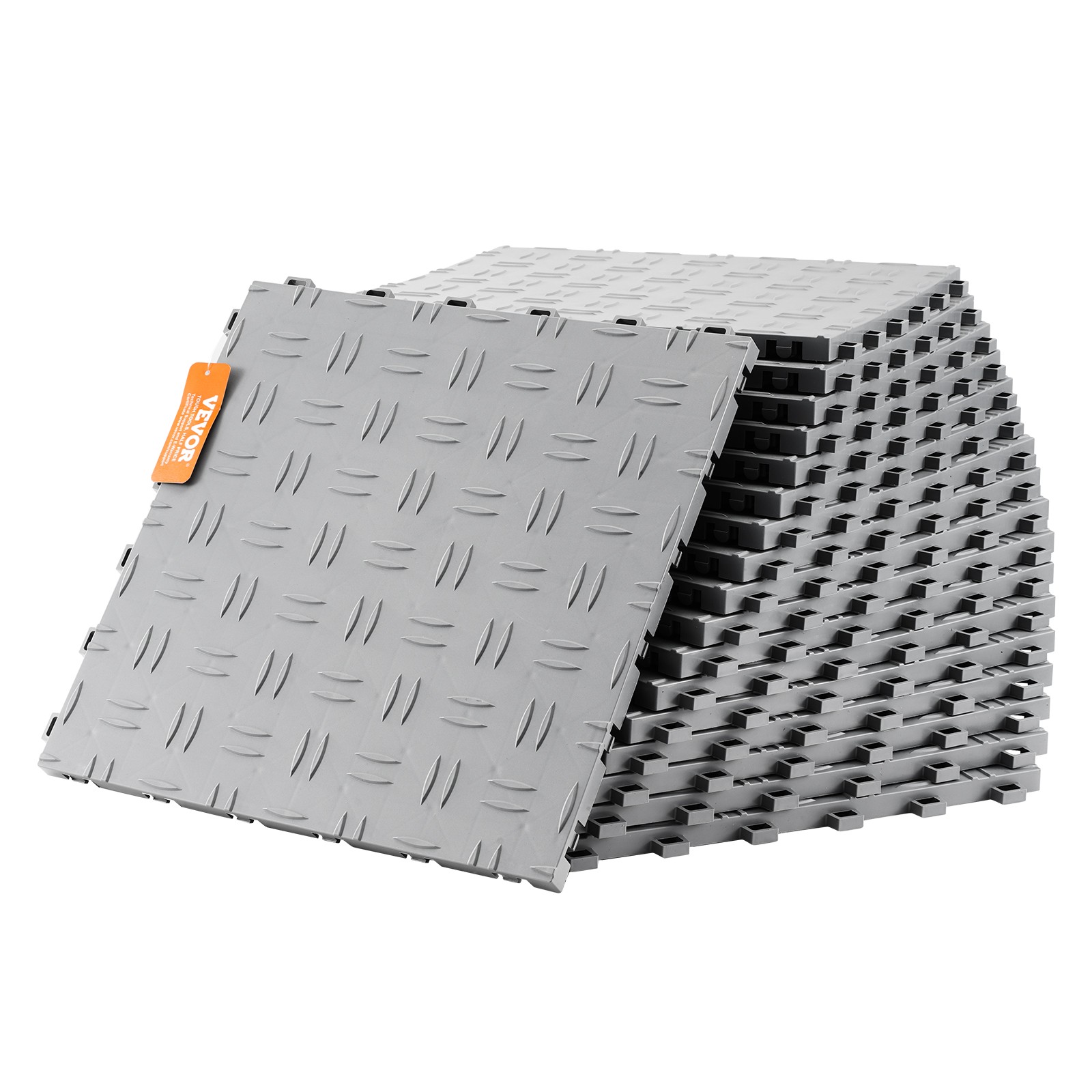 VEVOR Garage Tiles Interlocking 12×12 in 25 Pack Garage Flooring Tiles Silver