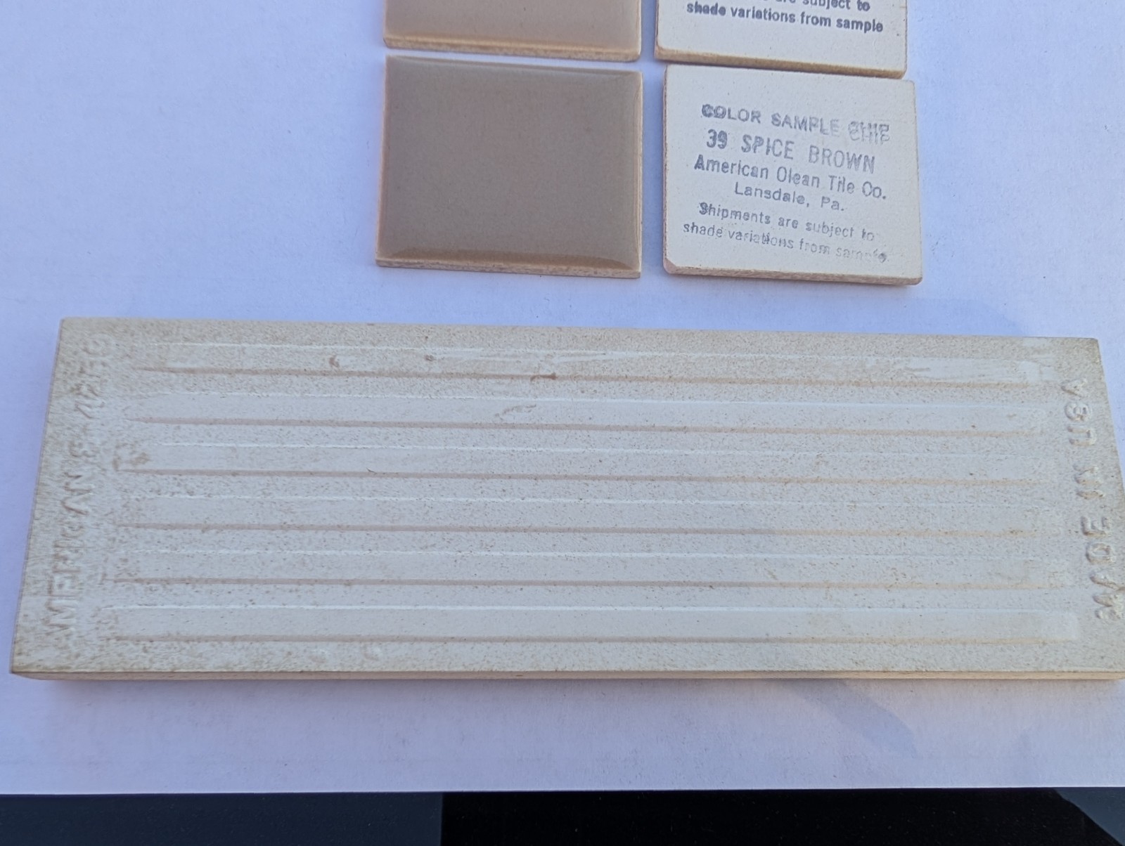 1 pc of American Olean Tile Thin Set Bullnose 2×6″ #39 Spice Brown S4269 S4200