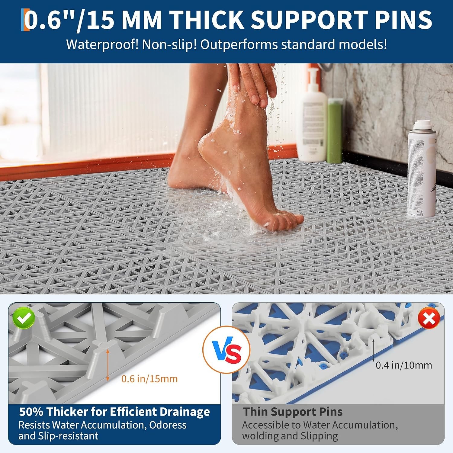 New Interlocking Garage Floor Tiles 50 PCS Deck 12″x12″ Snow Water Drainage