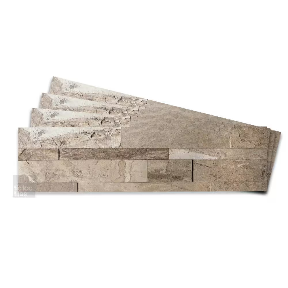 12-Sheets Brown 24 In. X 6 In. Peel, Stick Self-Adhesive Decorative 3D Stone Til