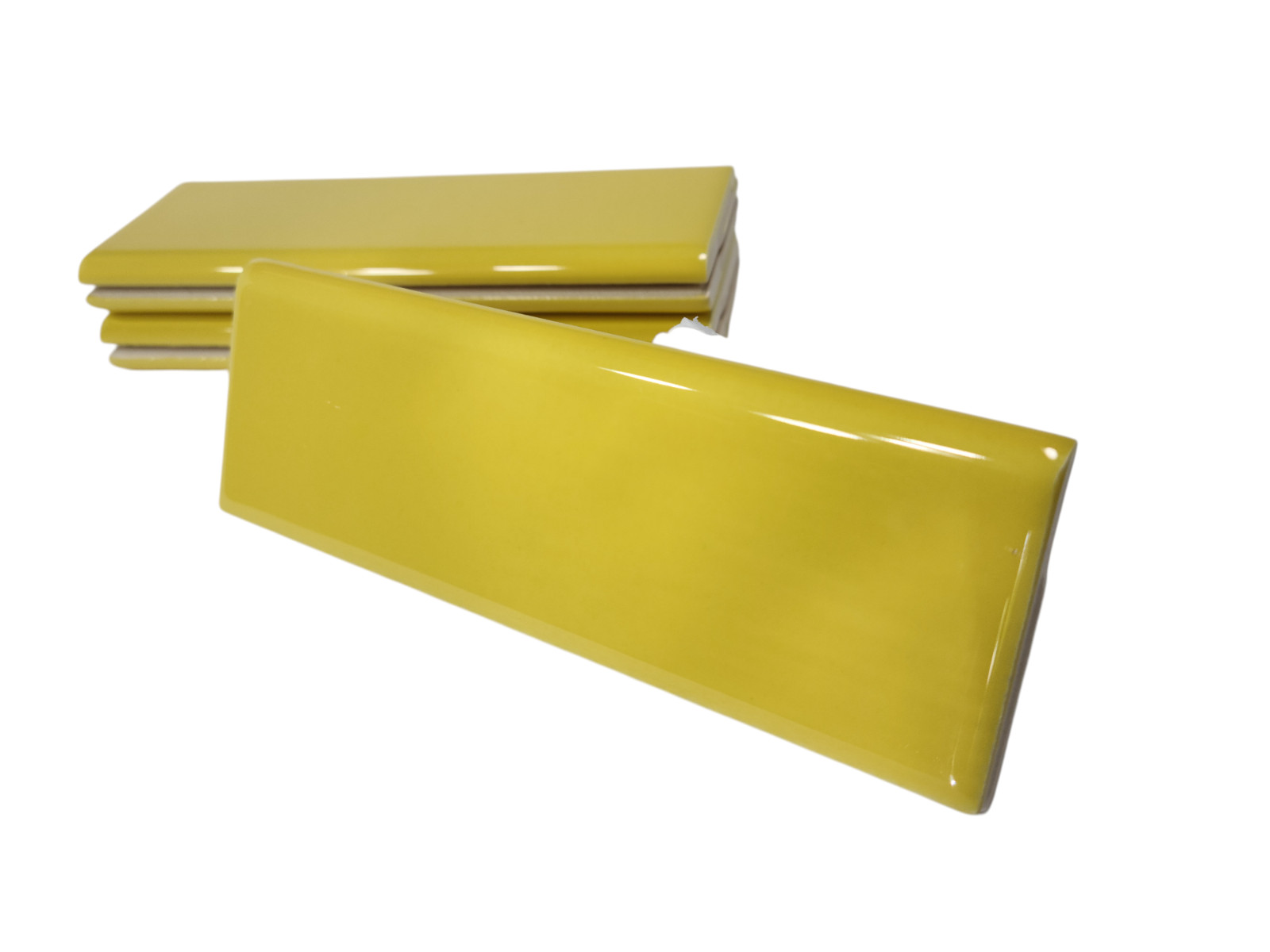 Sunflower Yellow Ceramic Tile Bullnose Backsplash Curved Edge Subway Trim