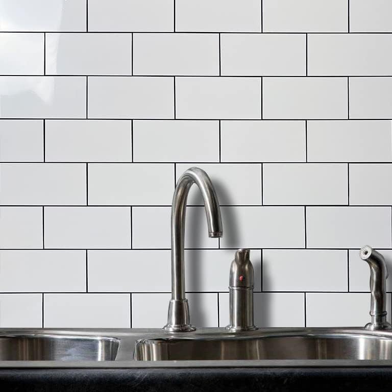 100-Piece Waterproof Subway Peel and Stick Backsplash Tiles – Polished White