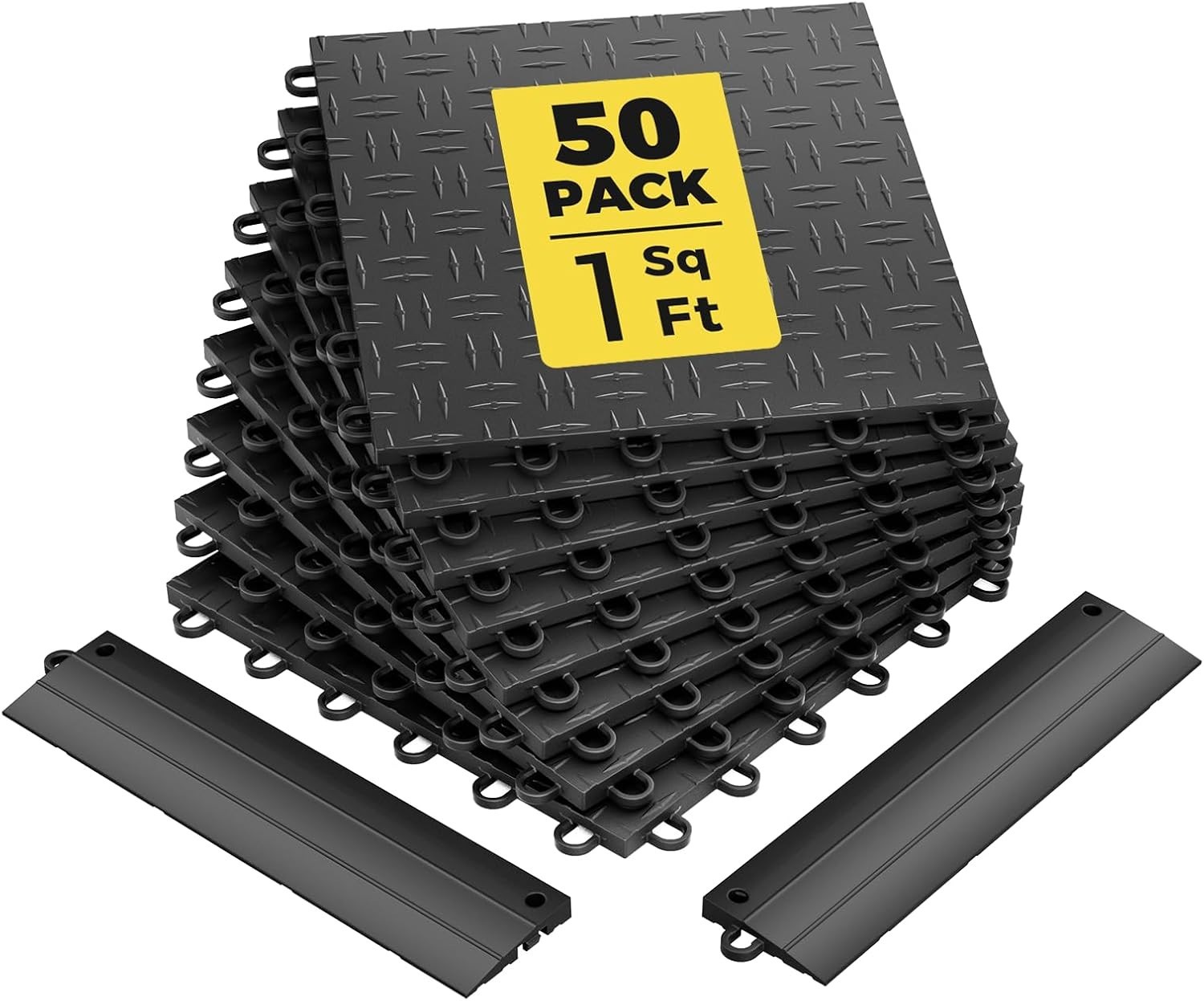 260225 Garage Floor Tiles Heavy-Duty Interlocking (50-Pack with 4 Edge Pieces)