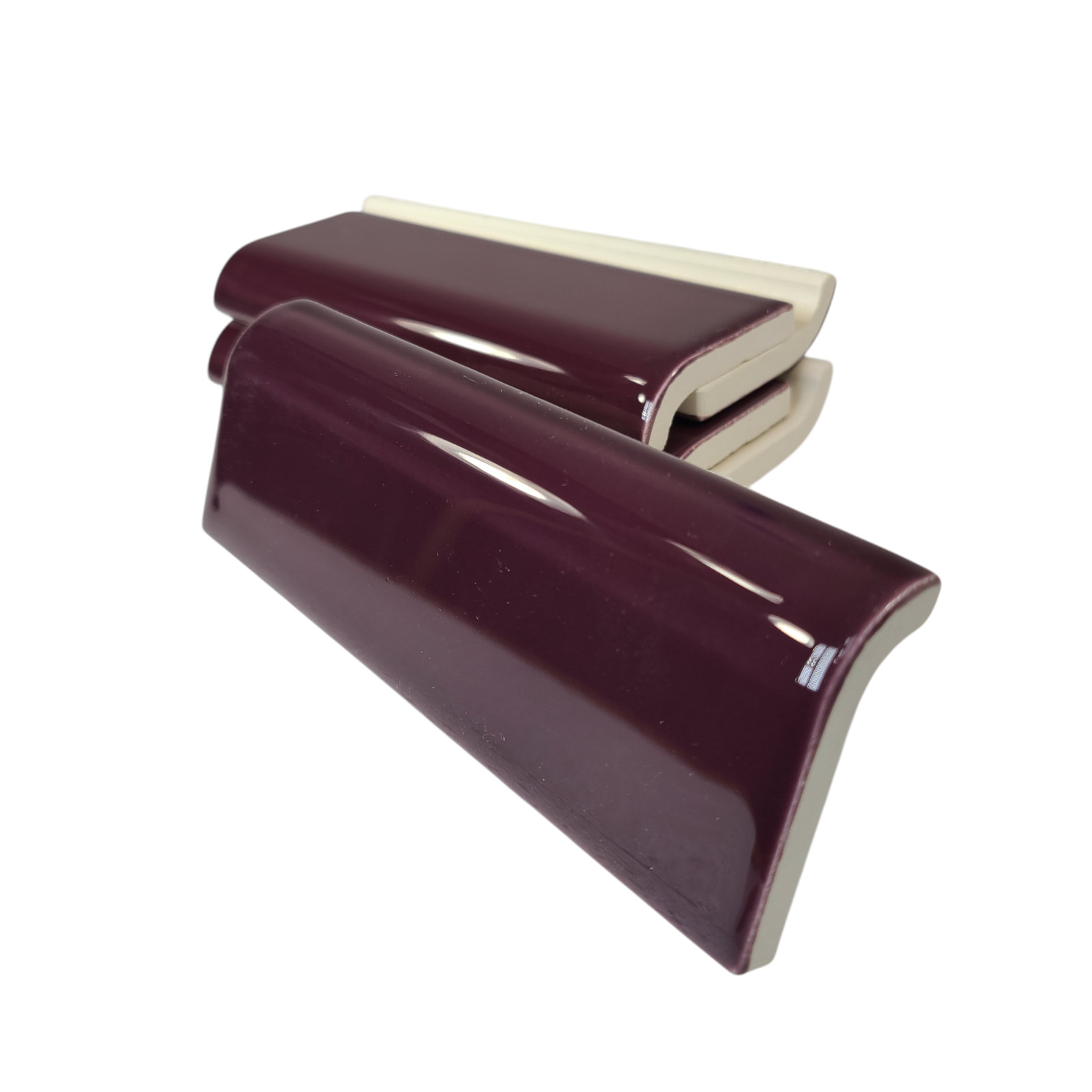 Purple Plum Ceramic Tile Mud Cap Bullnose Mudcap Subway Trim Shower Backsplash