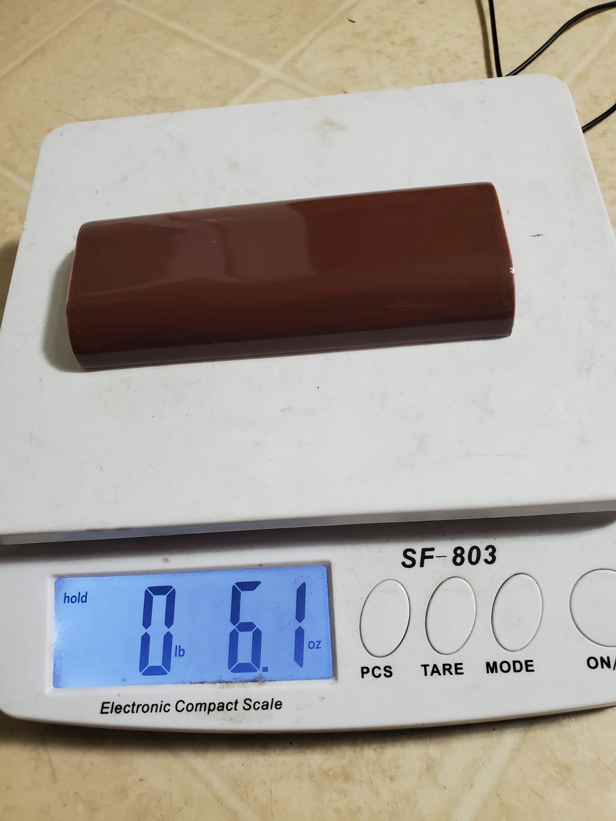 Vintage Double Radius Bullnose Ceramic Brown Tile 6 x 2-1/2″ SINGLE pc NOS