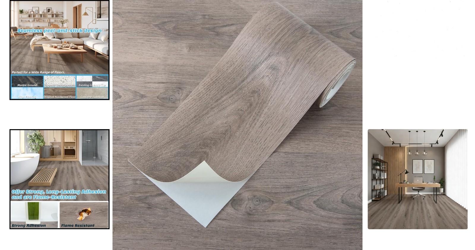 15 Sq ft Peel and Stick Wood Vinyl Floor Tiles 10-Pack Waterproof Teak Finish