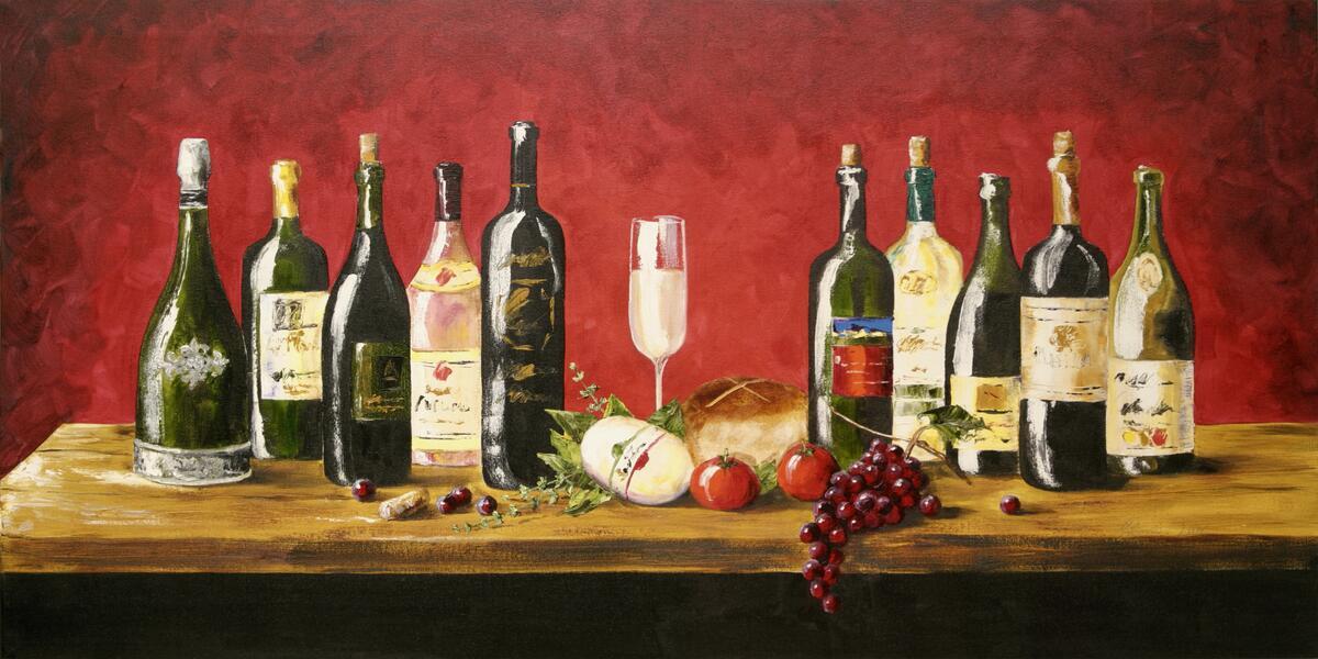 Ceramic Backsplash Tile Mural Wine Themed Kitchen – Rhapsody in Red II