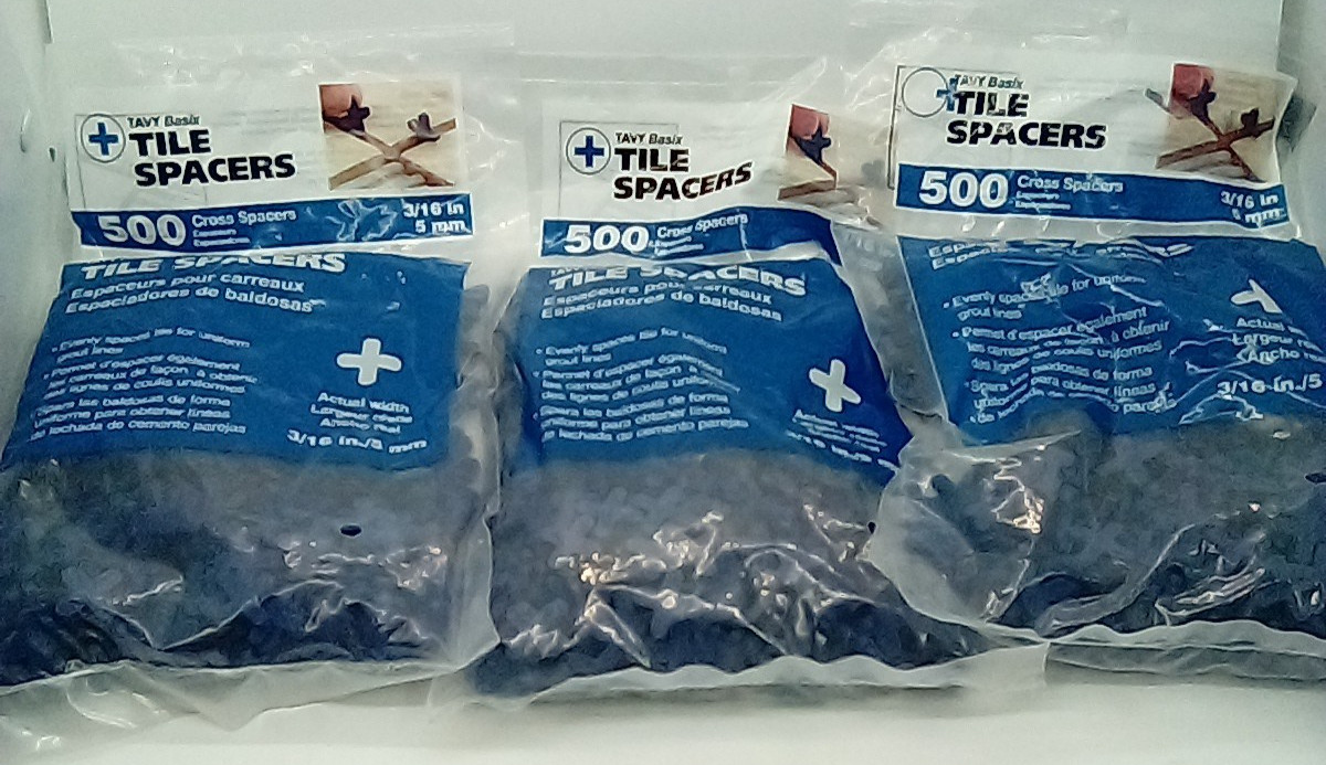 3 PACKs of 500 Cross Plastic Tile Spacer TAVY Basix 3/16″ 5mm 1,500 TOTAL
