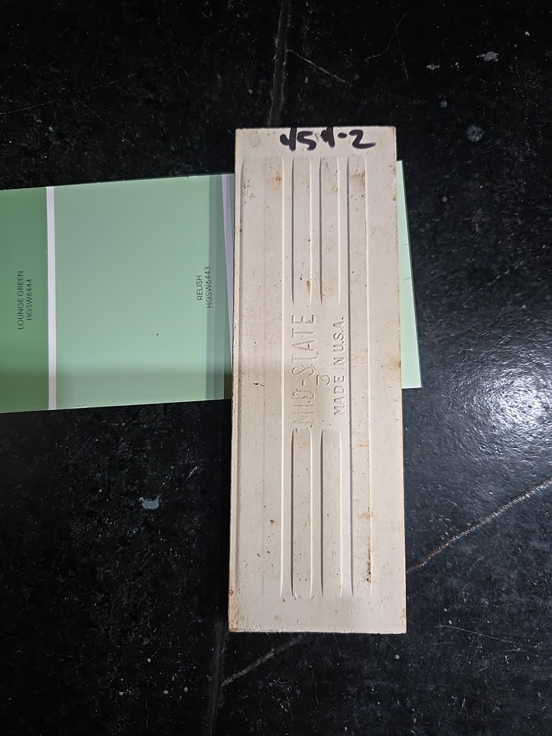 Vintage Mid-State Green 6 1/8″ X 2 1/16″ Flat Bullnose Trim Tile NOS