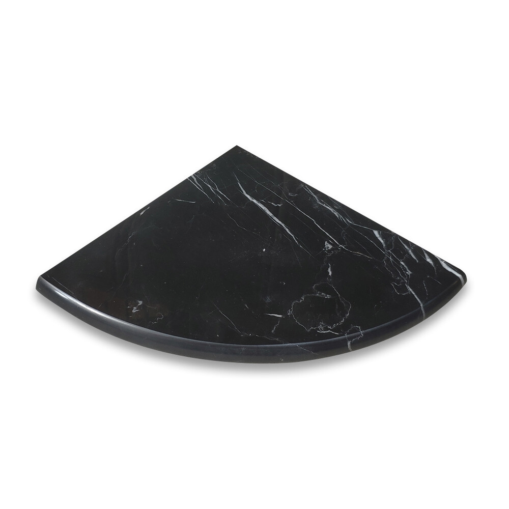 N0CP Nero Marquina Black Marble 9×9 Shower Corner Shelf Soap Dish Polished