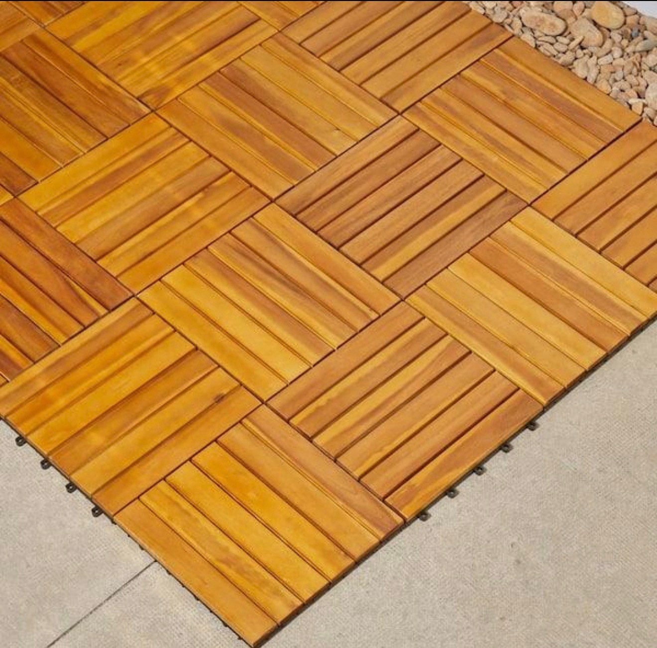 Achim Outdoor Z Interlocking Wood Deck Tiles-Honey Oak-27 Tiles (27 Sq Ft)