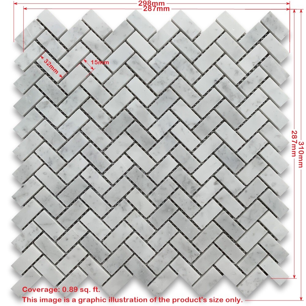 G70XH Calacatta Gold Calcutta Marble 5/8×1-1/4 Herringbone Mosaic Tile Honed