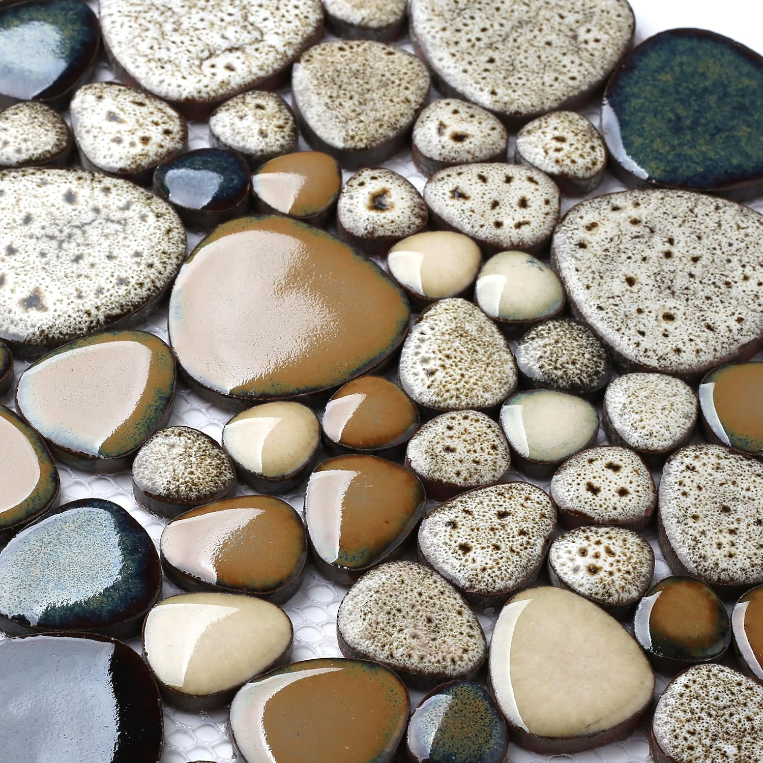 Parrotile Pebble Shower Floor Tile Bathroom Beige Wall Backsplash Mosaic Tiles (
