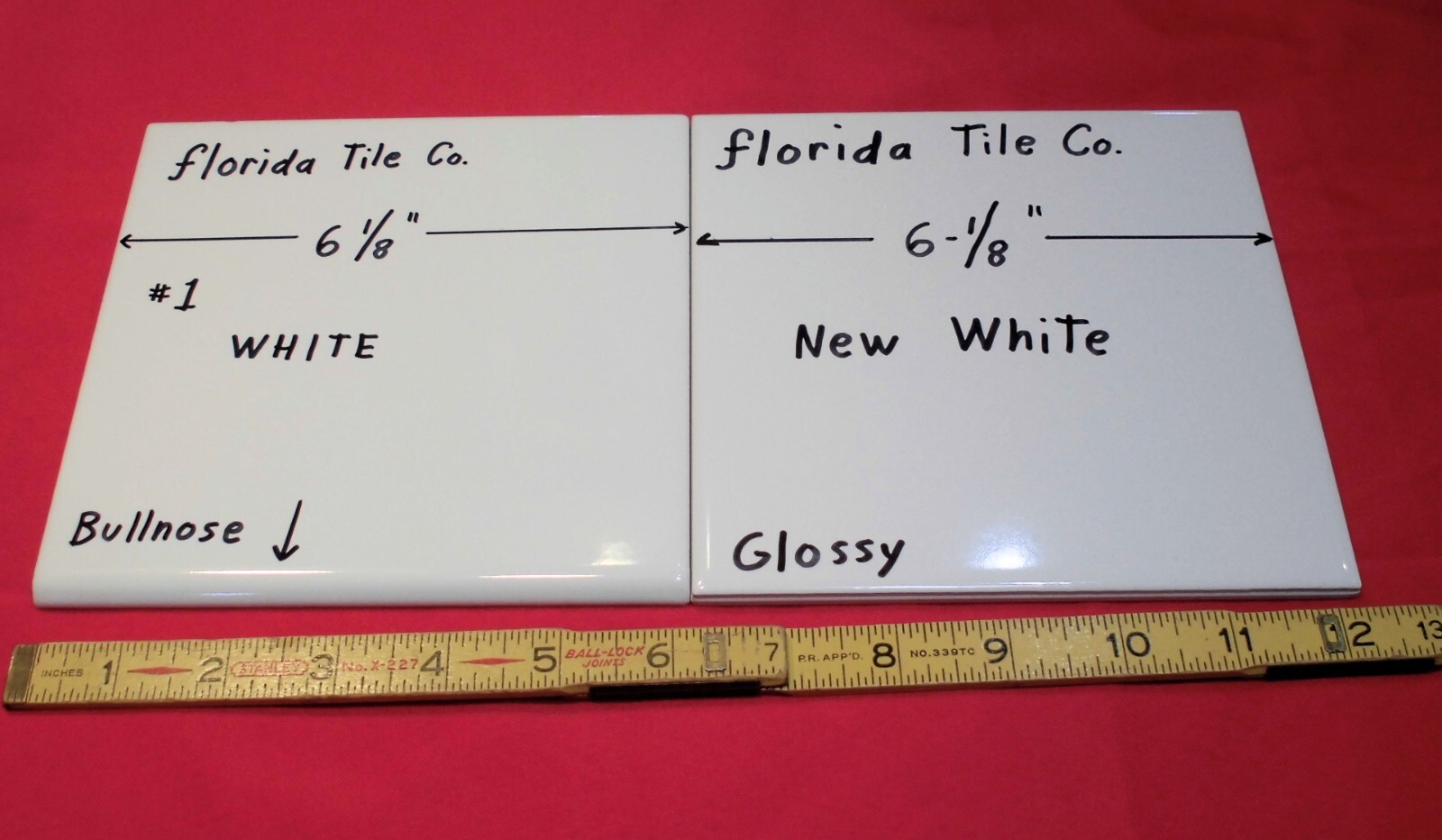 Glossy #1 White: 6-1/8″ Ceramic Bullnose Tile by Florida Co. Made in USA, NOS