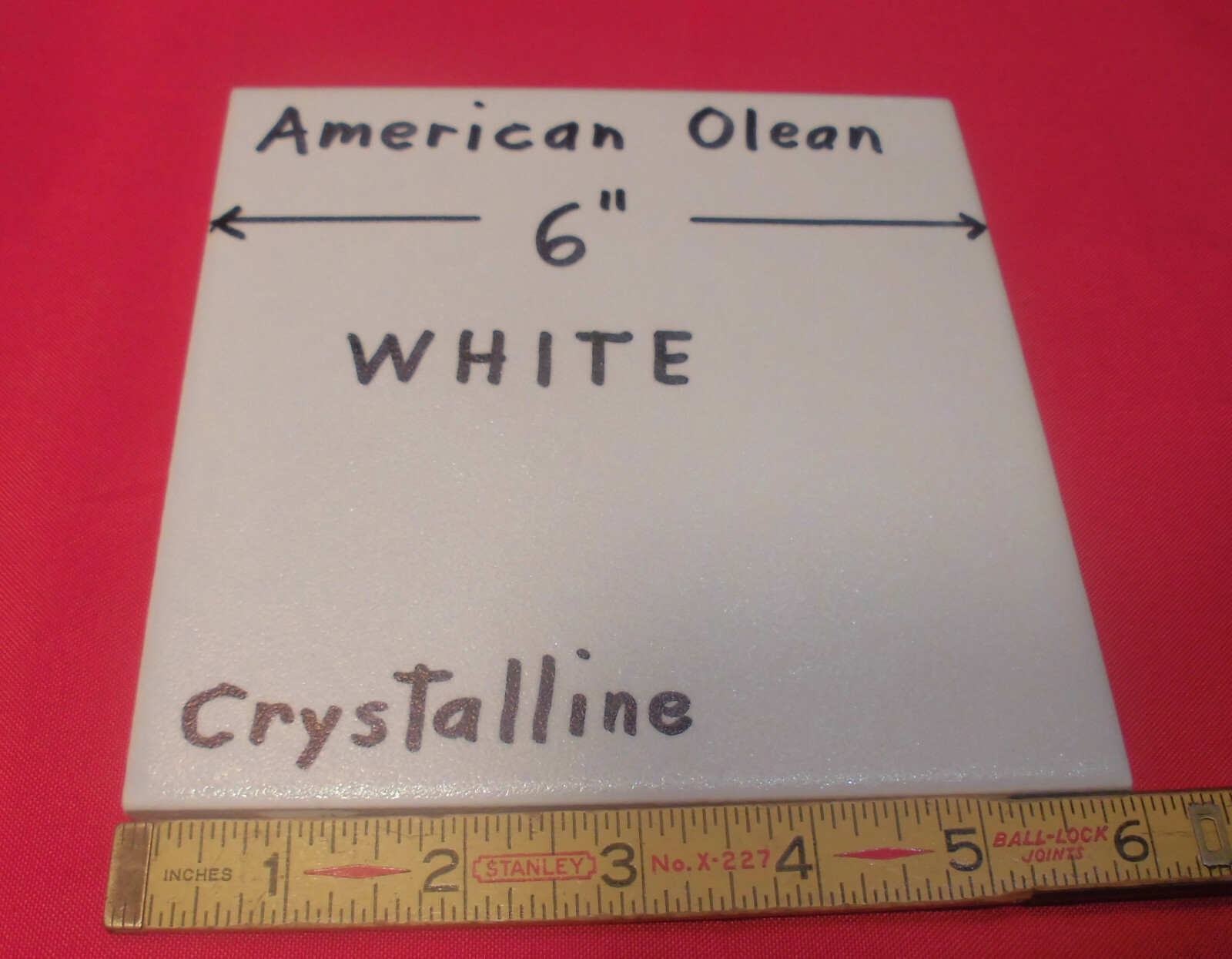 1 pc. Off-White: 6″ X 6″ Ceramic Crystalline Tile by American Olean from 1990’s
