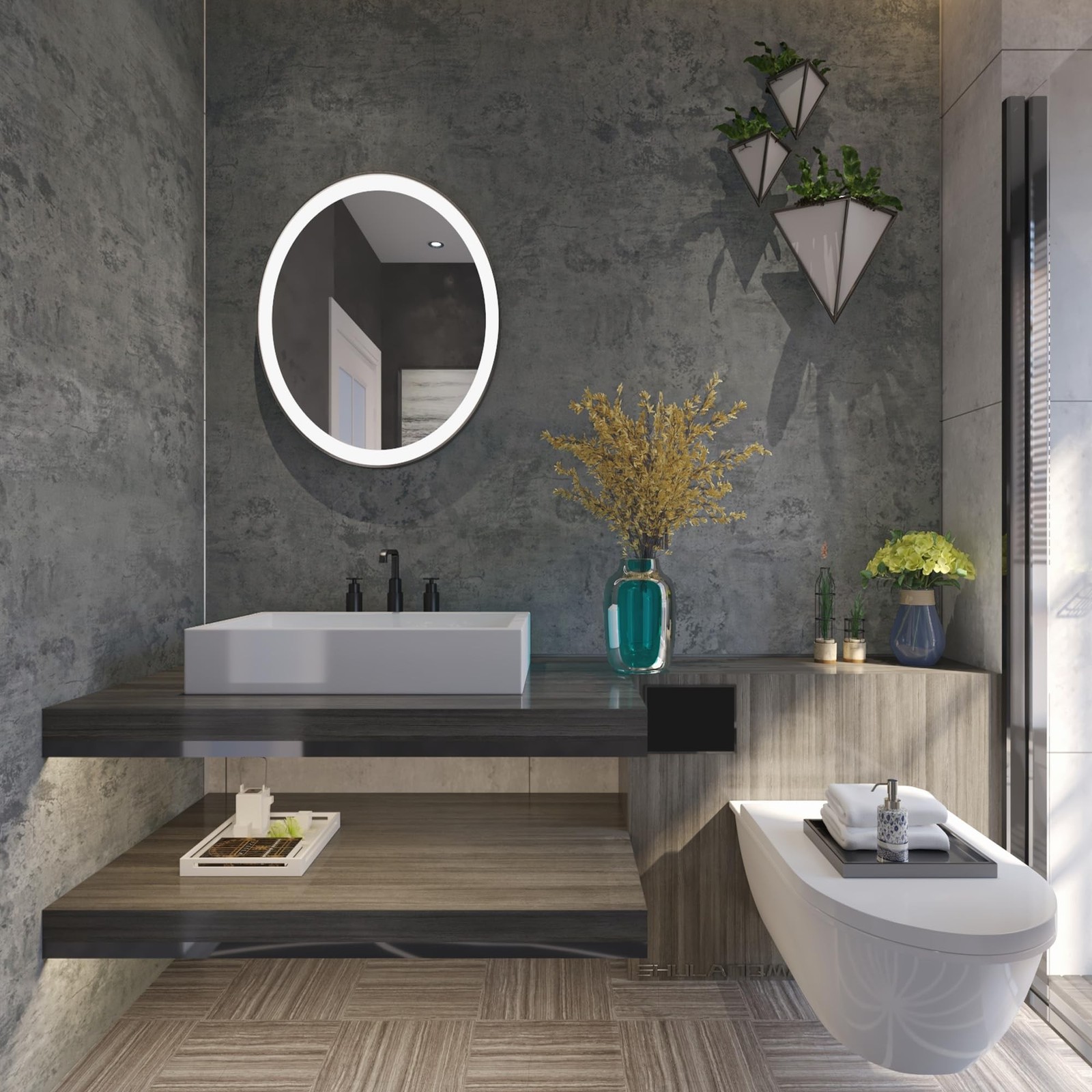 BAYYA Concrete Wallpaper Roll Peel Stick countertops Grey Textured Thick Cont…