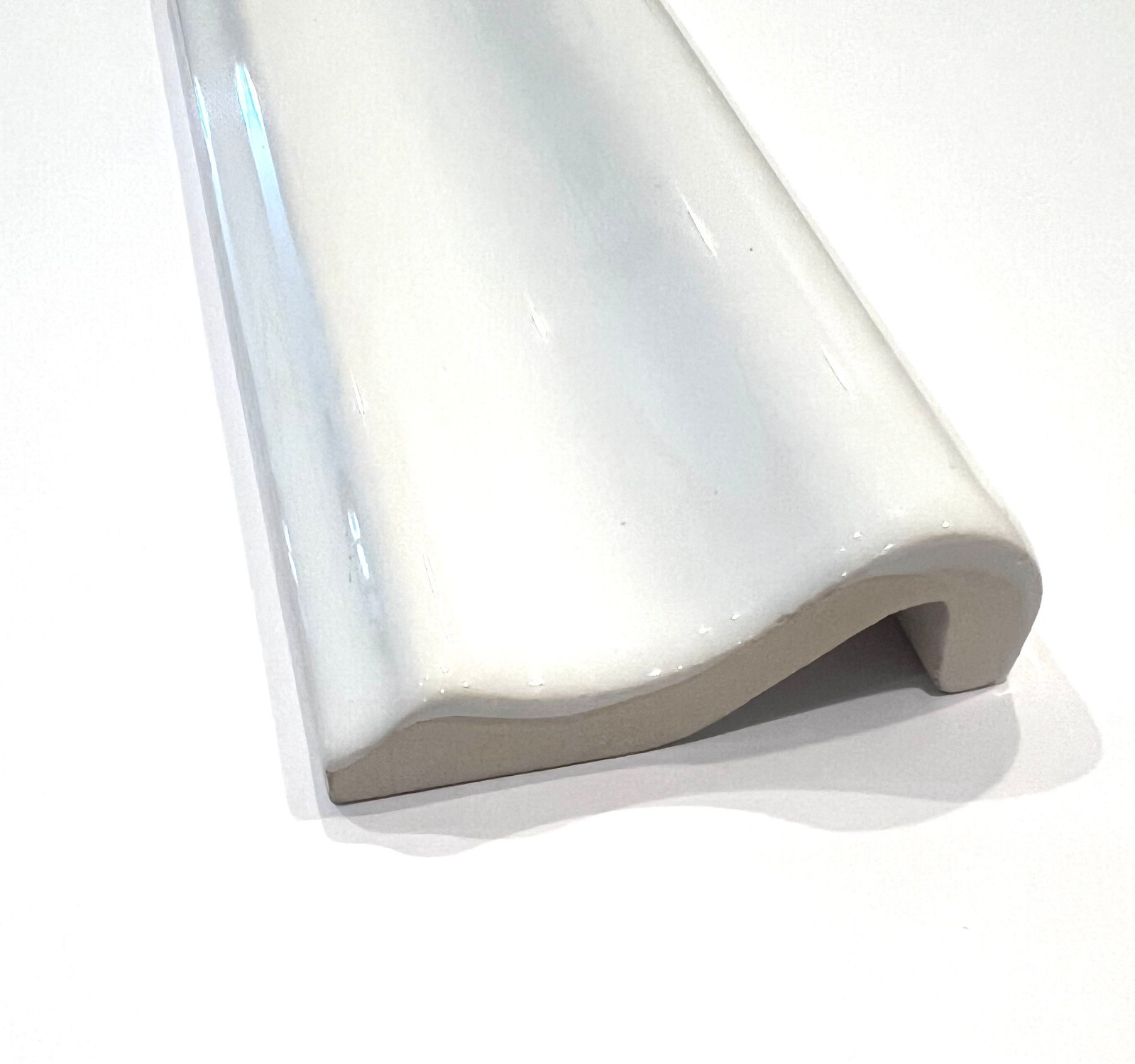 2X6 White Ceramic Single Ogee Molding Trim Piece (Sold per piece)