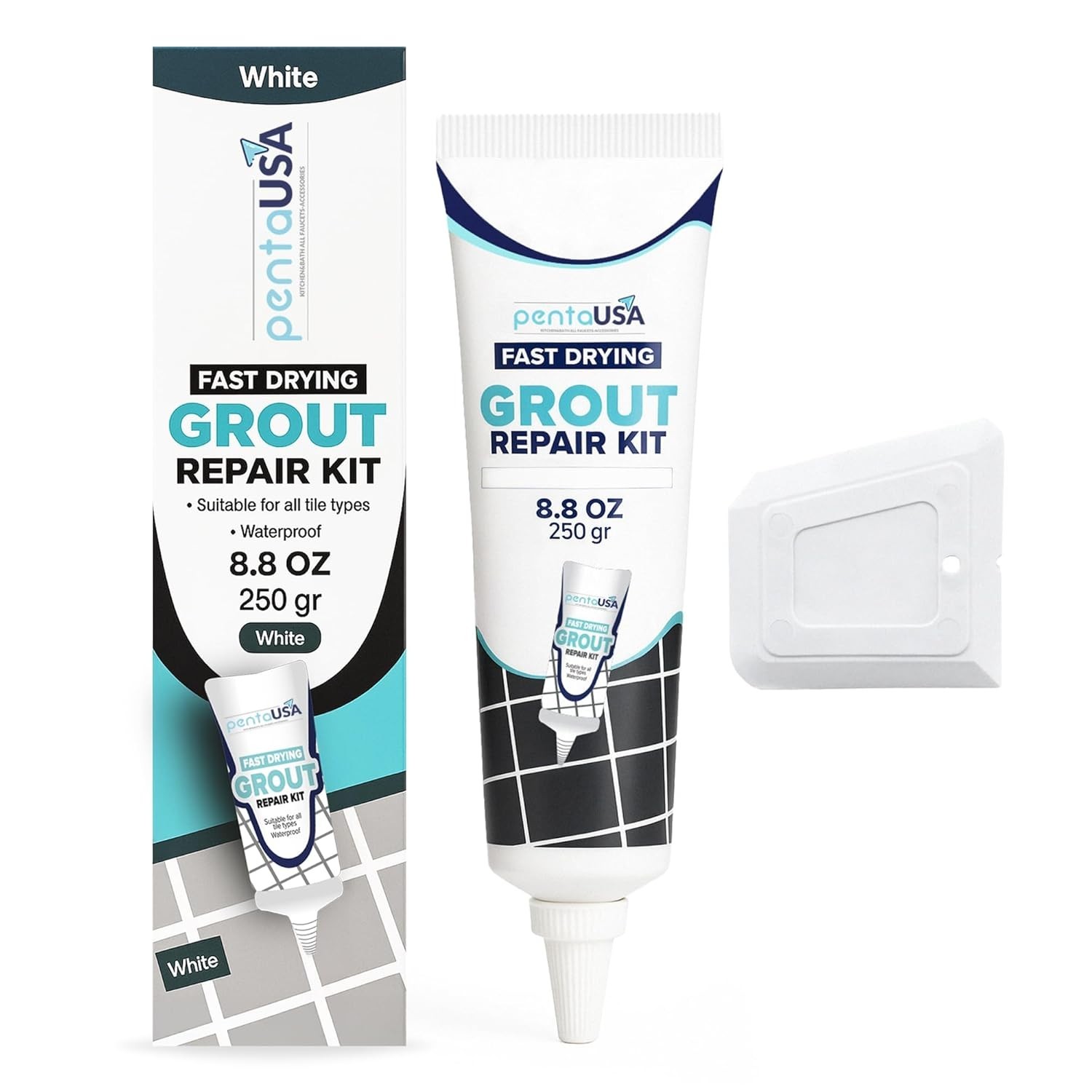 White Tile Grout Repair Kit – Water-Resistant Acrylic Filler