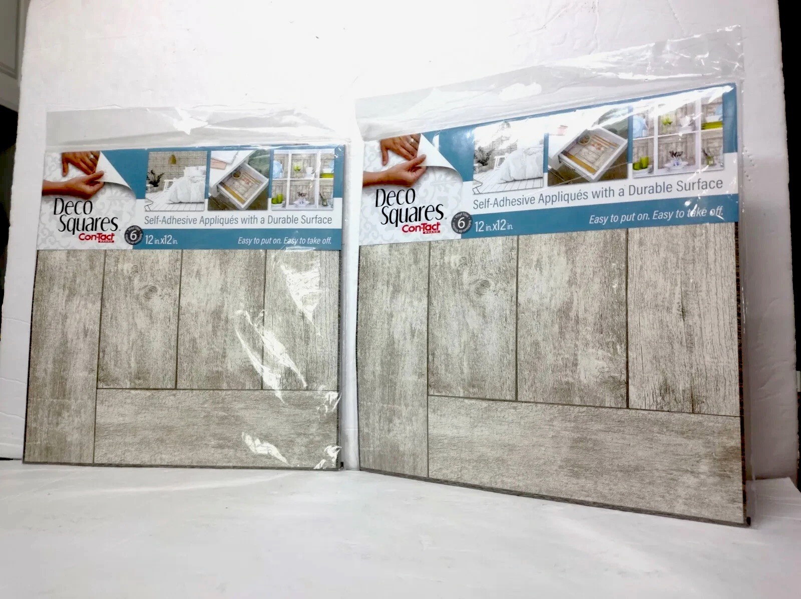 12 Tiles Contact Deco (2 Packs) Squares 12″ x 12″ Vinyl 6 Per Pack Wood Gray