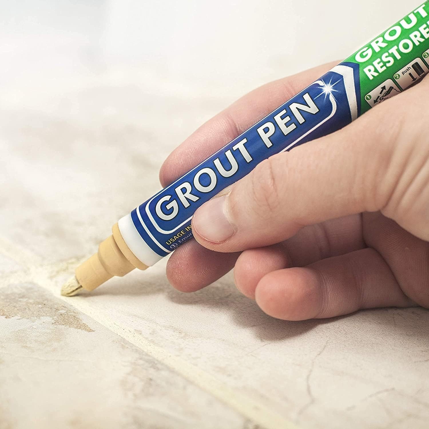 2-Pack Cream Grout Pen – Waterproof Tile Colorant for Easy Grout Restoration