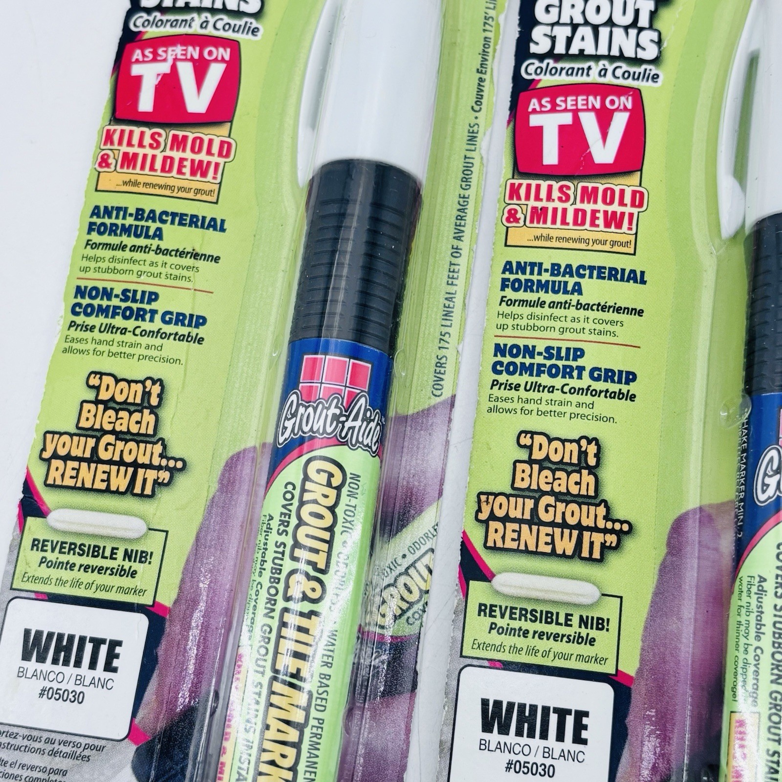 Grout-Aide Marker Covers Stains Anti-bacterial White As Seen on TV set/2