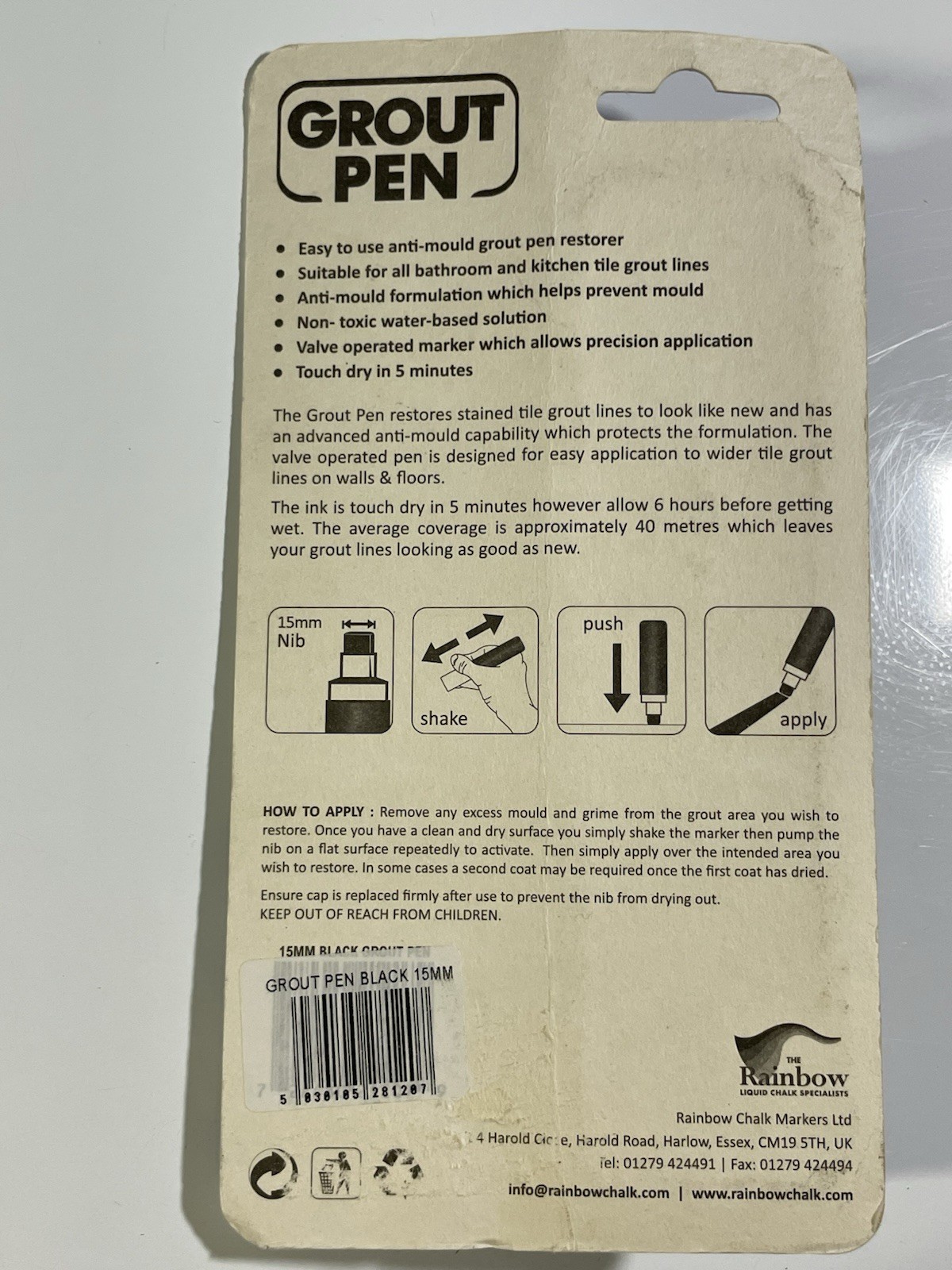 Grout Pen Black Tile Paint Marker: Waterproof Tile Grout Colorant Pen – Wide Tip