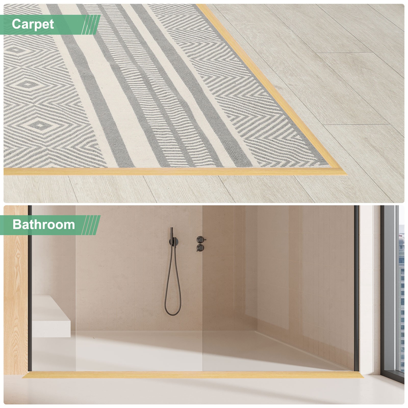 Floor Transition Strip, Floors Heights Within 3/5Inch(15mm)[Raw Wood Grain]