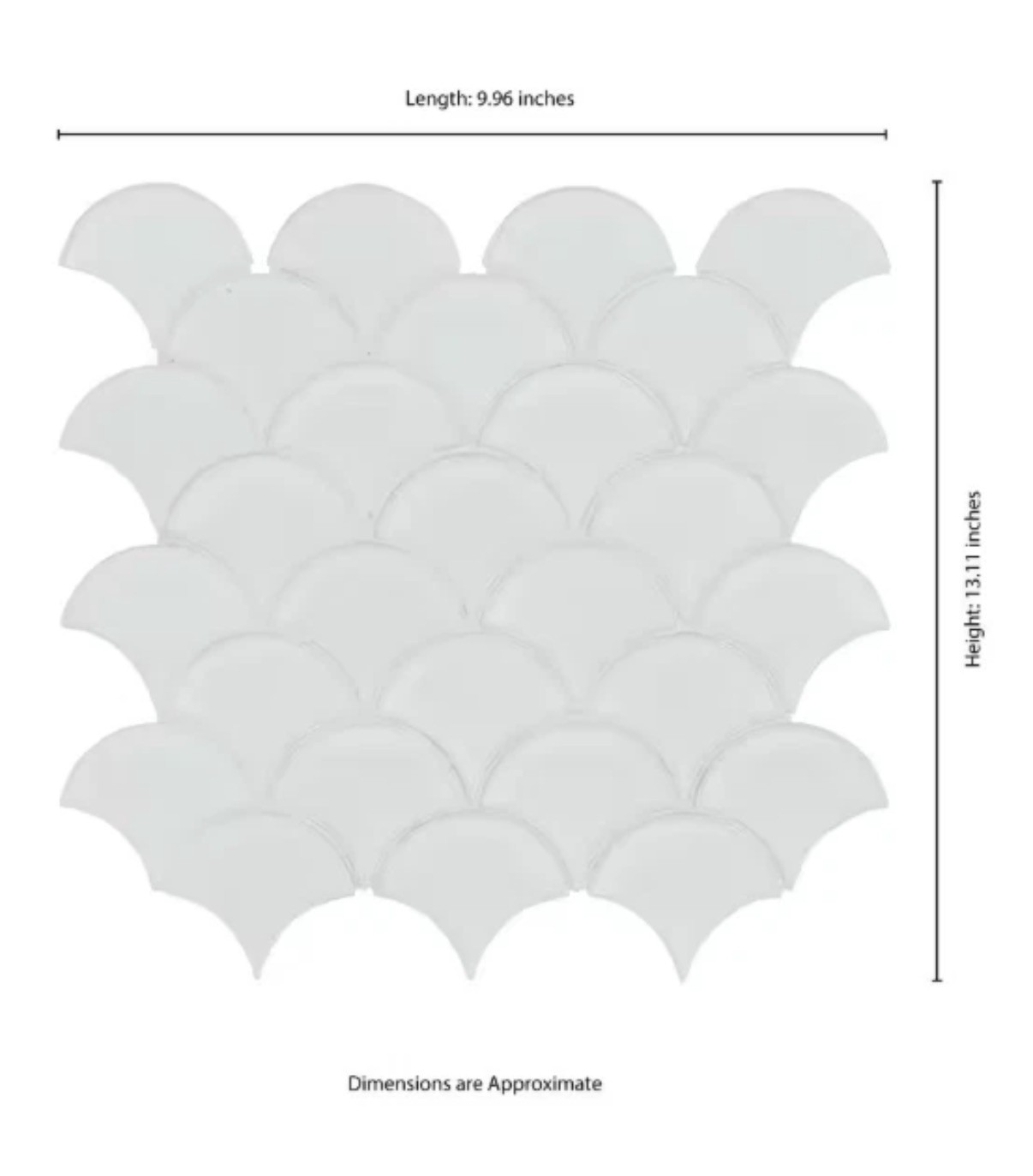 Lot of 15 pcs/box 10 in. x 13 in. x 0.24 white Glossy fish scale Mosaic Tile