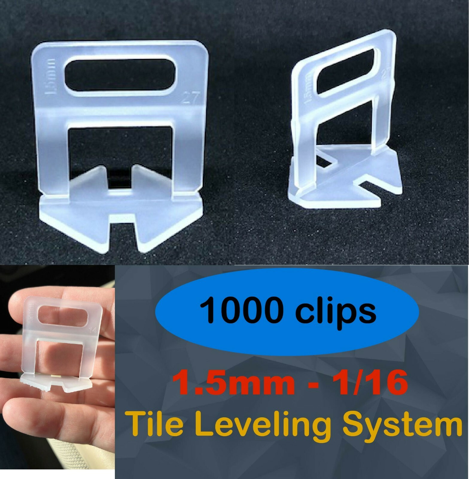 1000xPcs 1.5mm- 1/16″ Tile Flat Leveling System Floor Wall Spacers